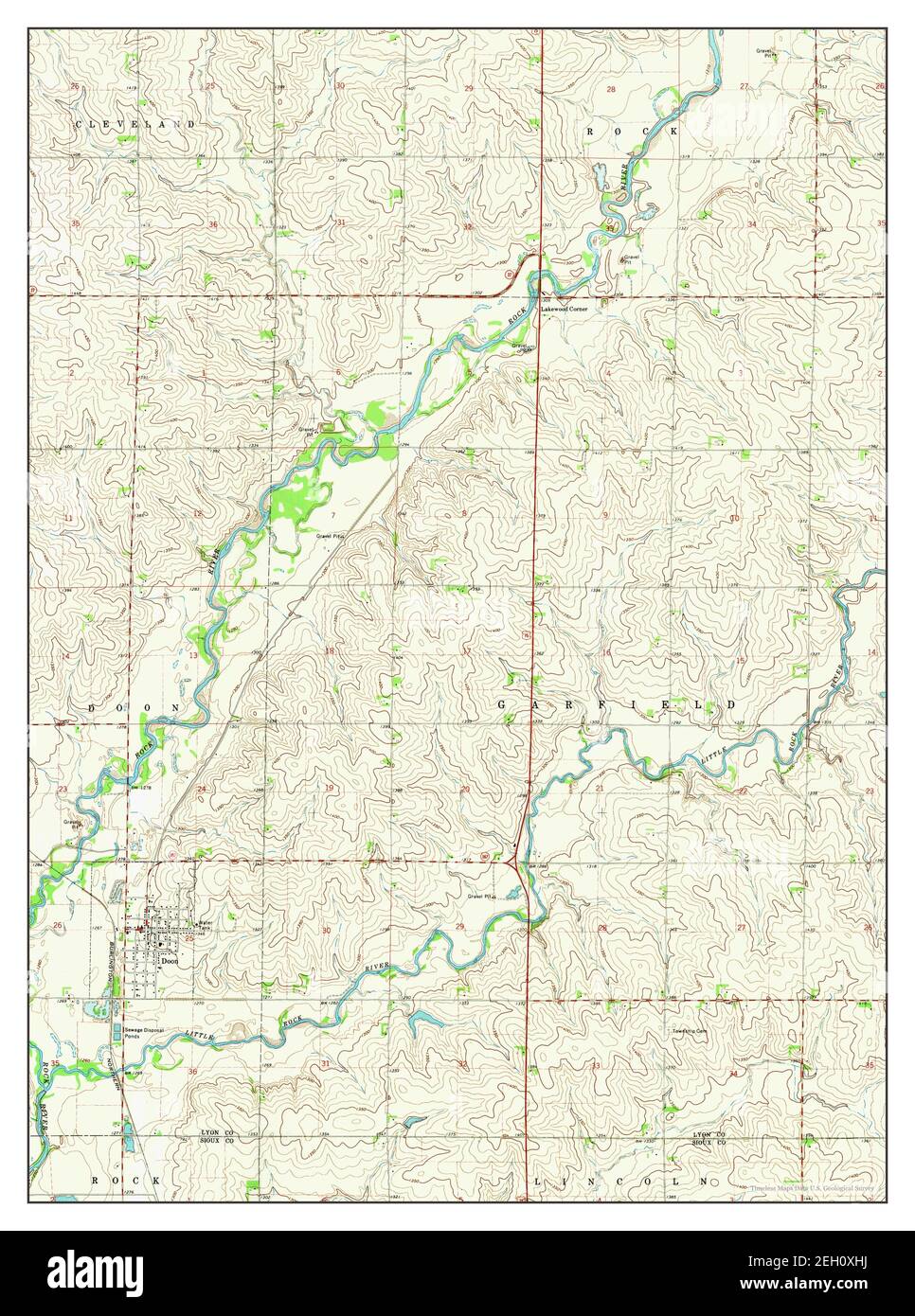Doon, Iowa, map 1971, 124000, United States of America by Timeless