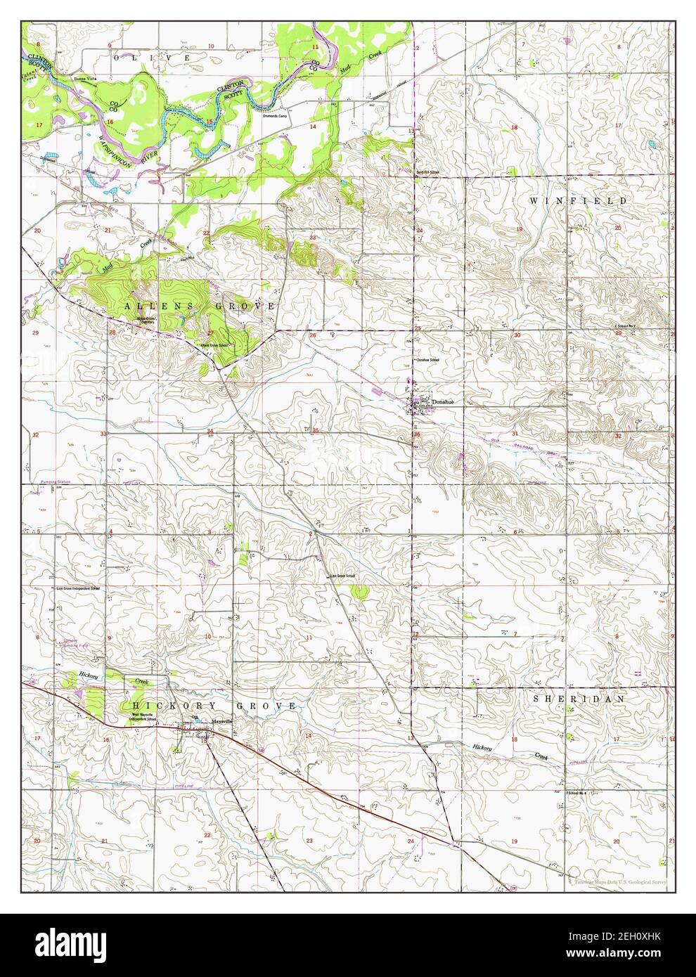 Donahue, Iowa, map 1953, 124000, United States of America by Timeless