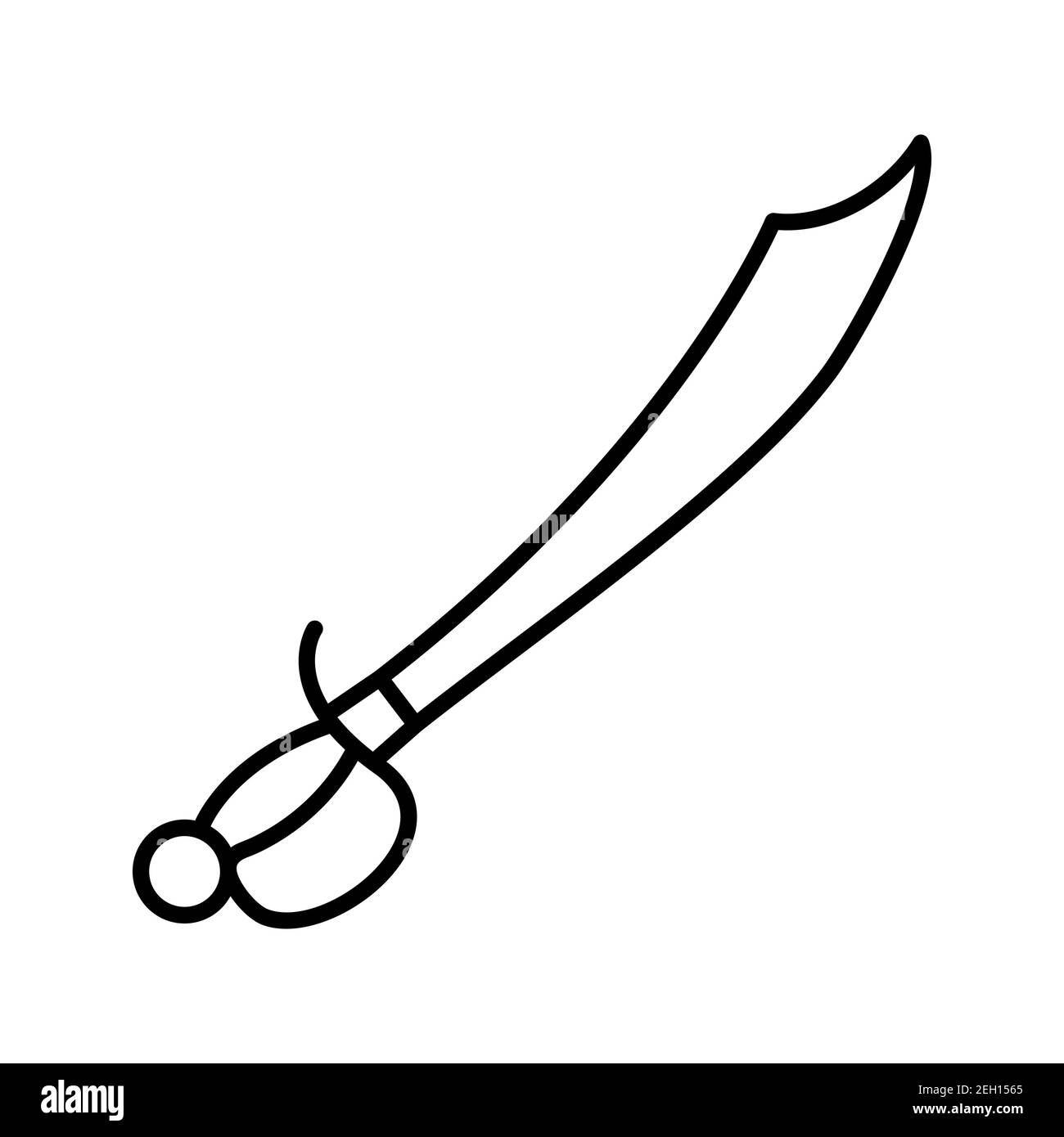 Illustration of pirate sword line vector icon isolated on white background  Stock Photo - Alamy
