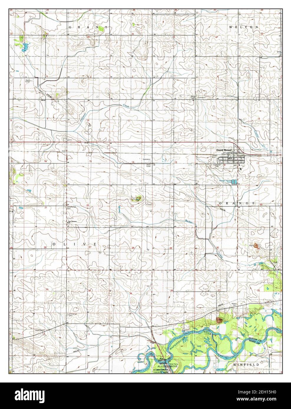 Grand Mound, Iowa, map 1991, 1:24000, United States of America by Timeless Maps, data U.S. Geological Survey Stock Photo
