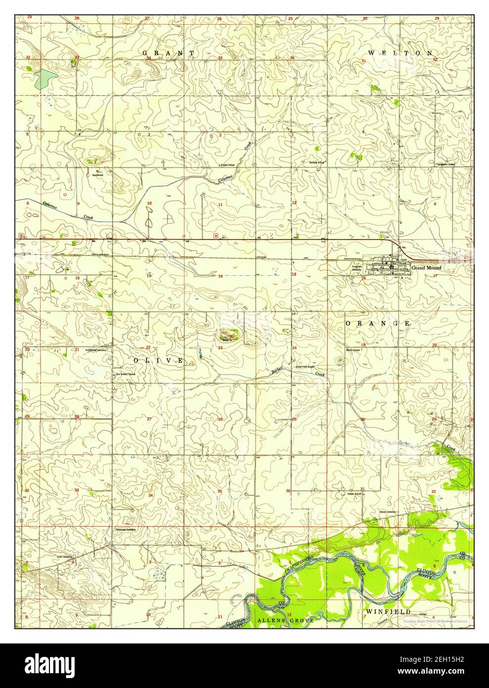 Grand Mound, Iowa, map 1953, 1:24000, United States of America by Timeless Maps, data U.S. Geological Survey Stock Photo