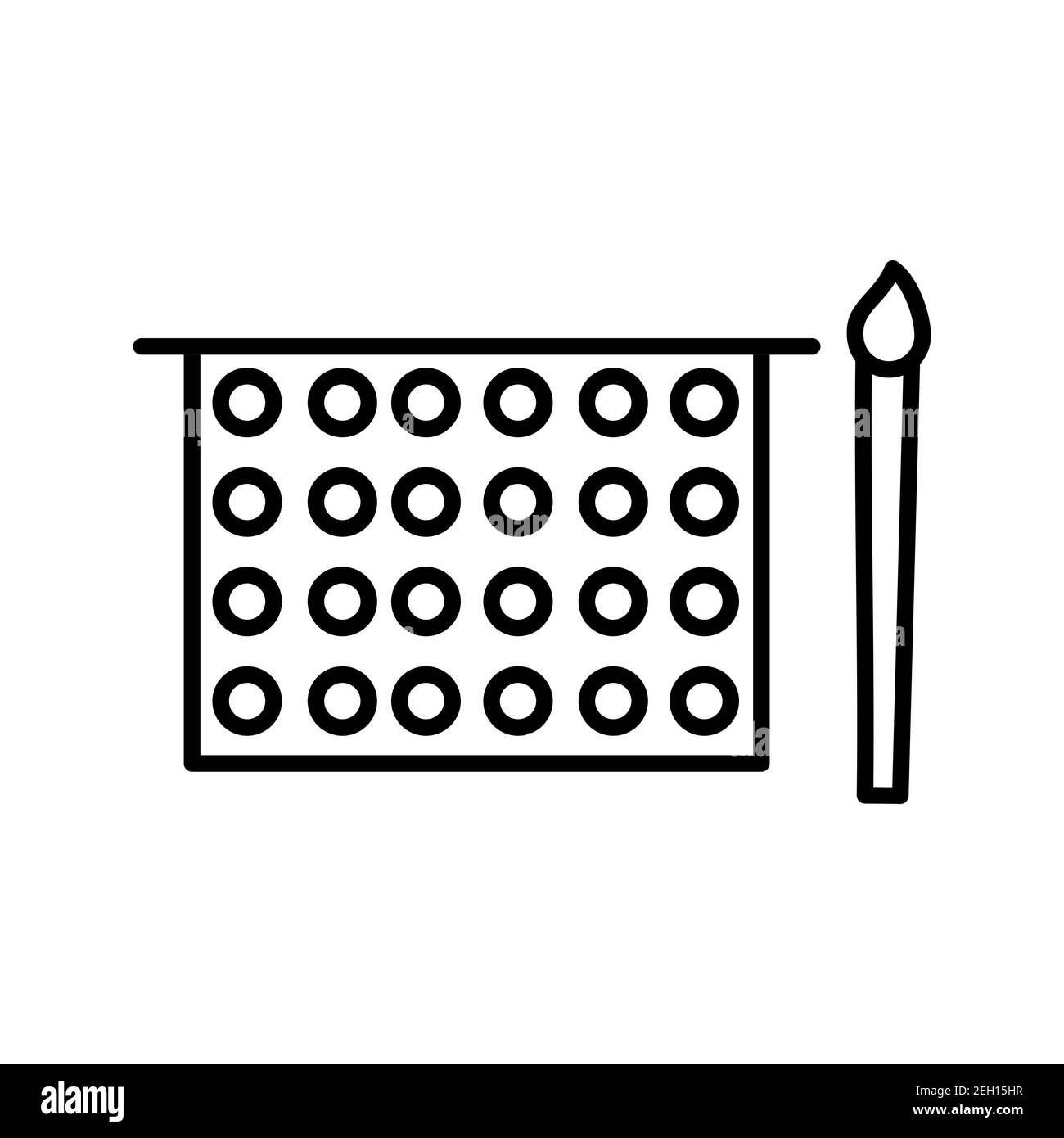 Illustration of palette with brush line vector icon isolated on white ...