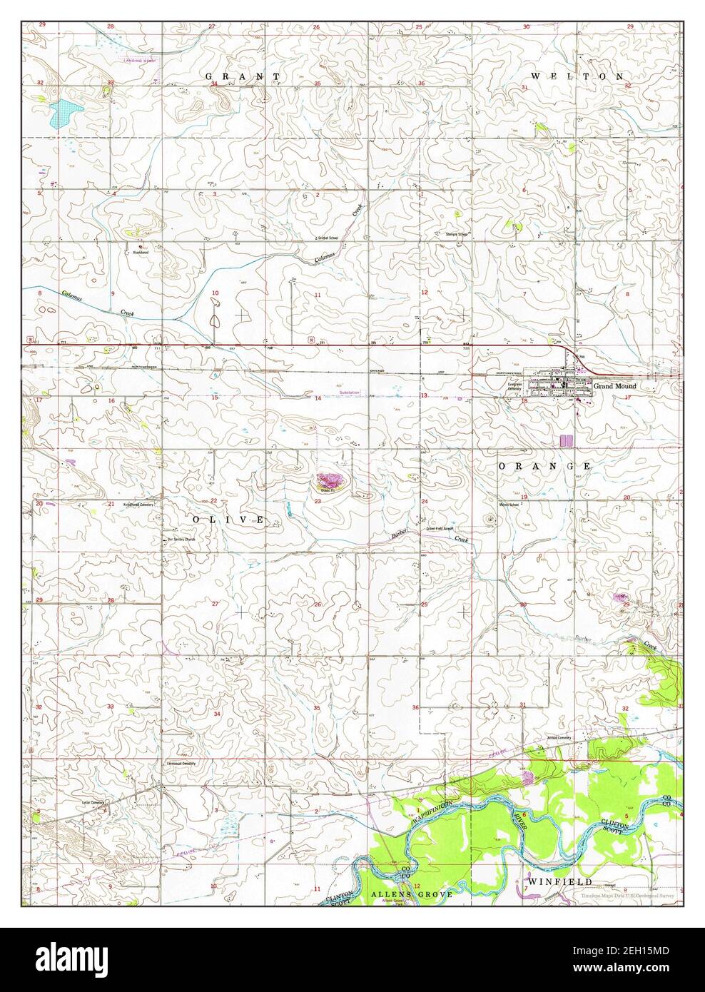 Grand Mound, Iowa, map 1953, 1:24000, United States of America by Timeless Maps, data U.S. Geological Survey Stock Photo