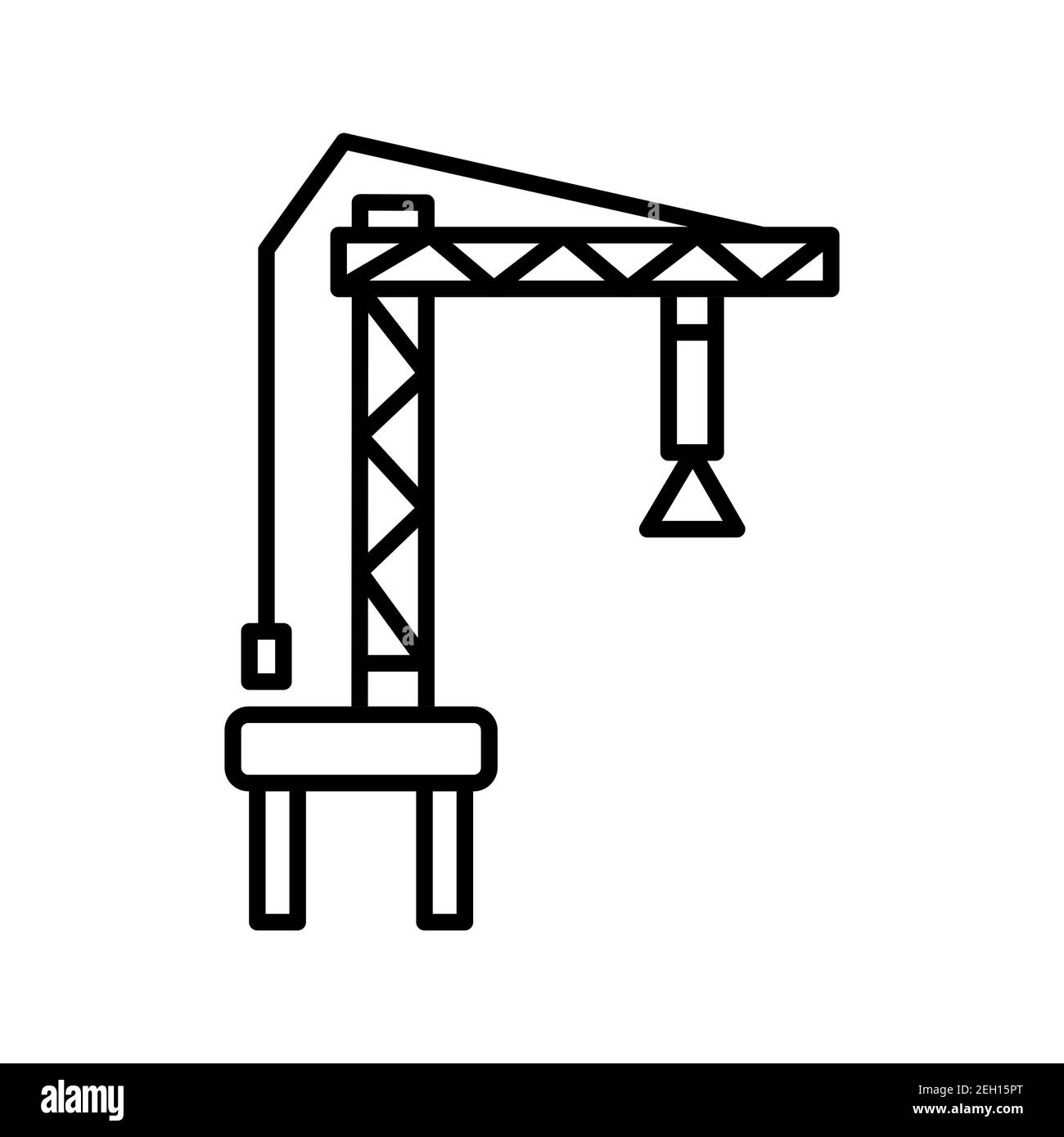 Illustration of harbor crane line vector icon isolated on white ...