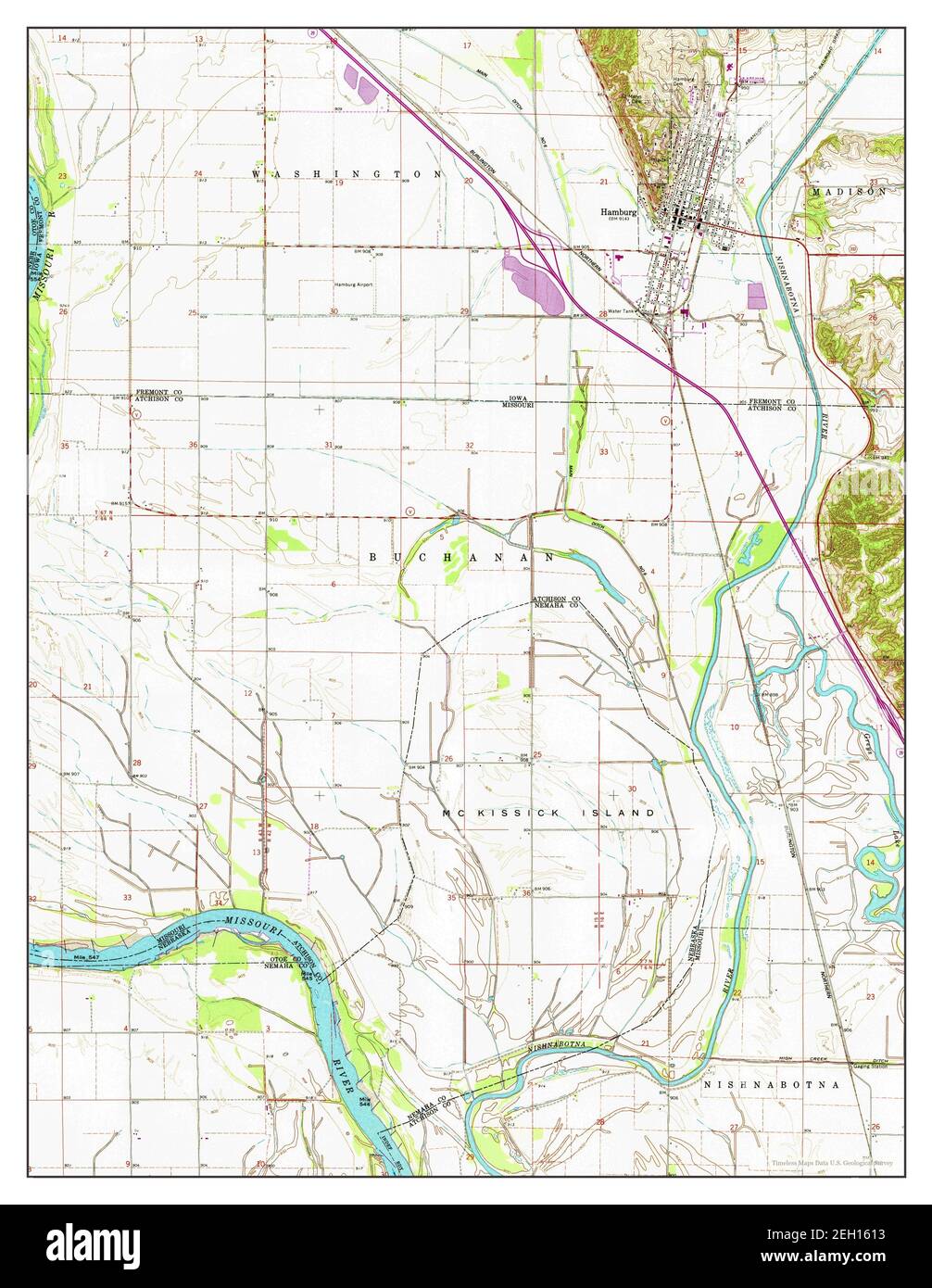 Hamburg, Iowa, map 1966, 124000, United States of America by Timeless