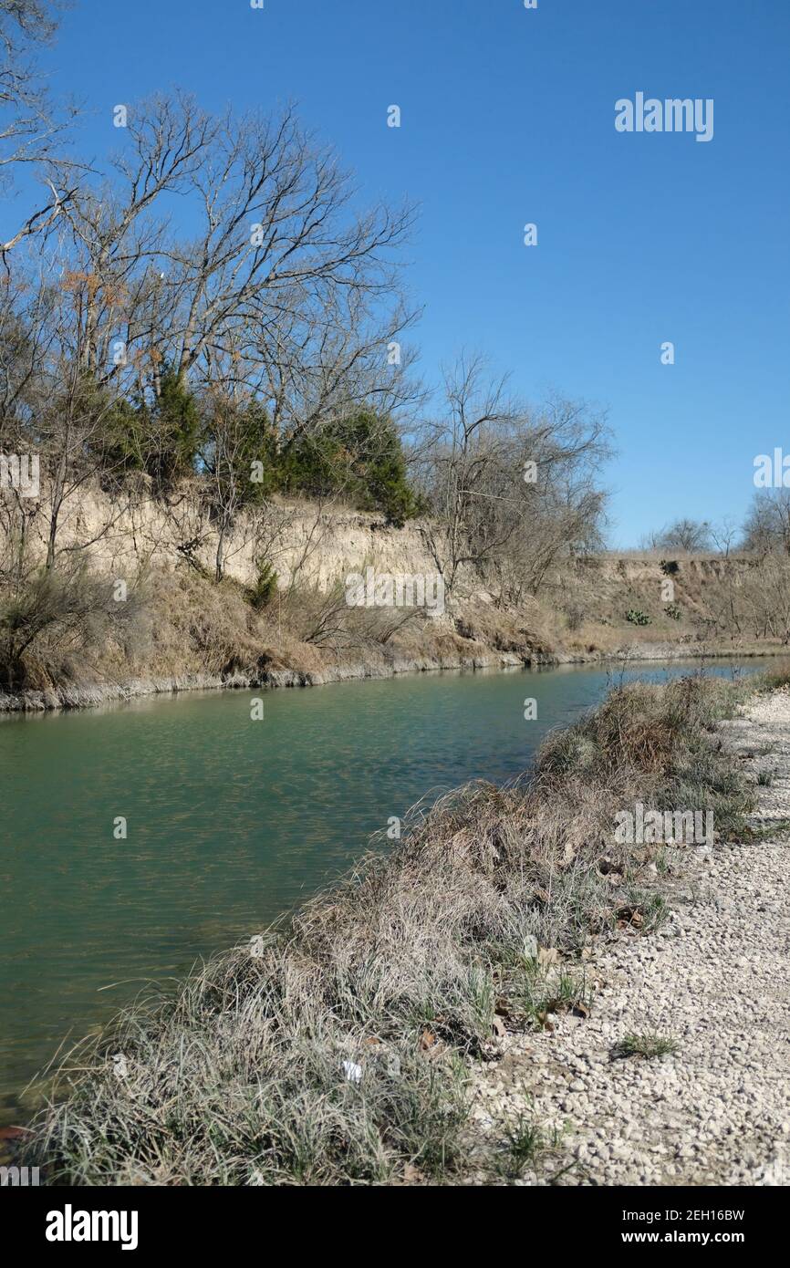 Vertical shot of the river in Chalk Ridge Falls Park, Belton, Texas