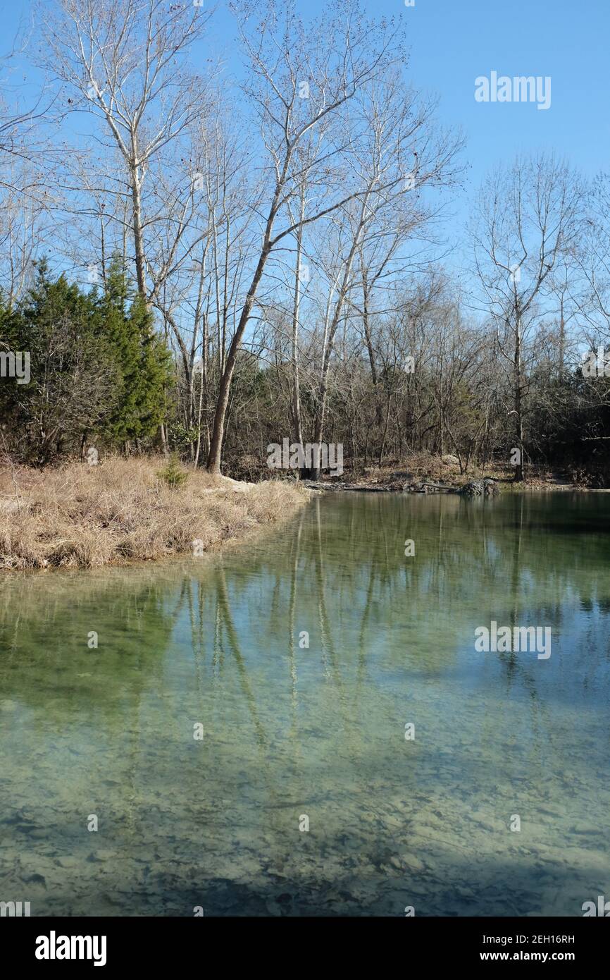 Vertical shot of the Chalk Ridge Falls Park, Belton, Texas Stock Photo