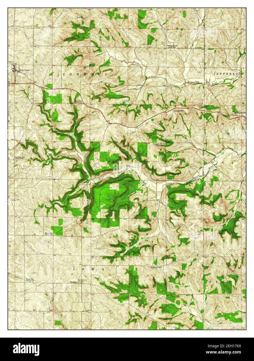 Holy Cross, Iowa, map 1957, 124000, United States of America by