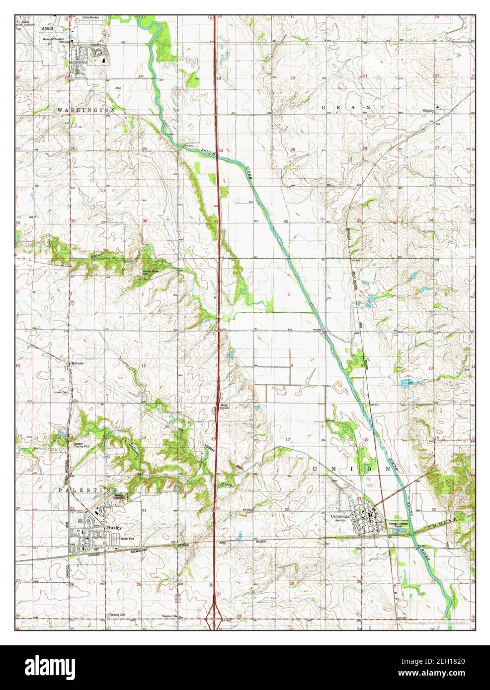 Huxley, Iowa, map 1975, 124000, United States of America by Timeless Maps, data U.S. Geological