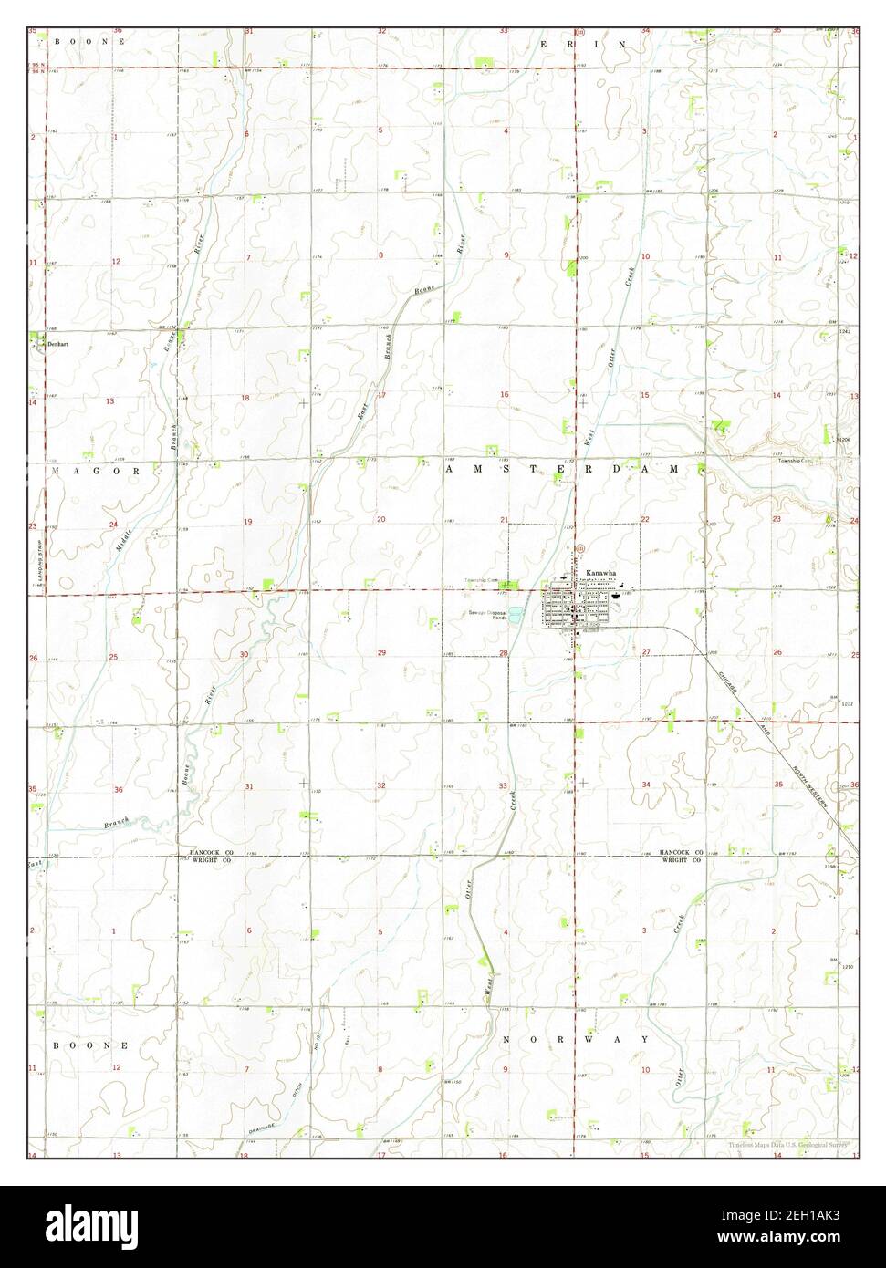 Kanawha, Iowa, map 1972, 124000, United States of America by Timeless