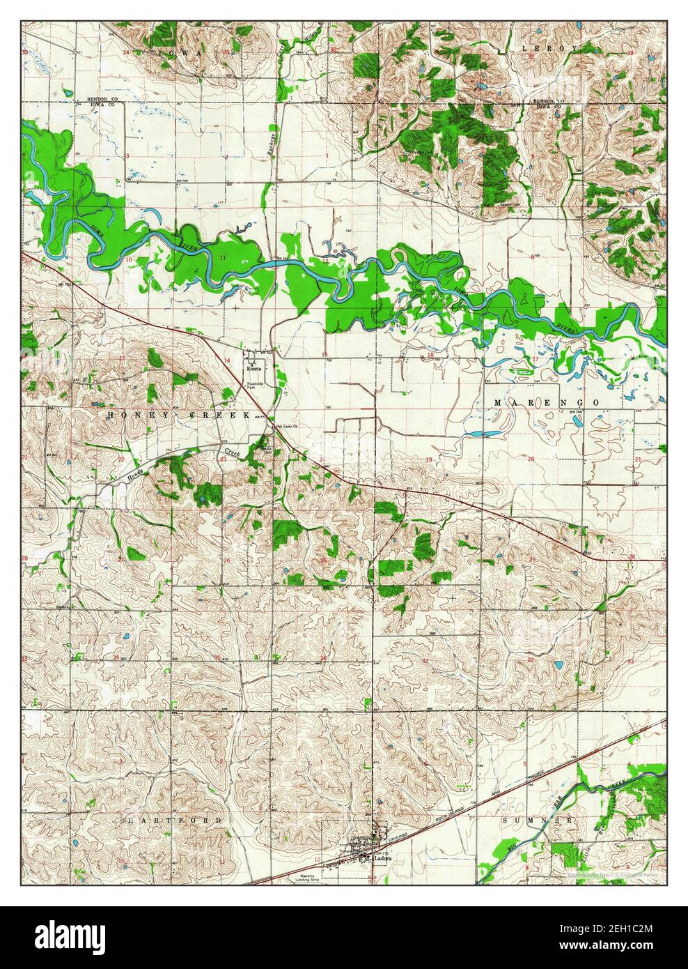 Ladora, Iowa, map 1965, 124000, United States of America by Timeless