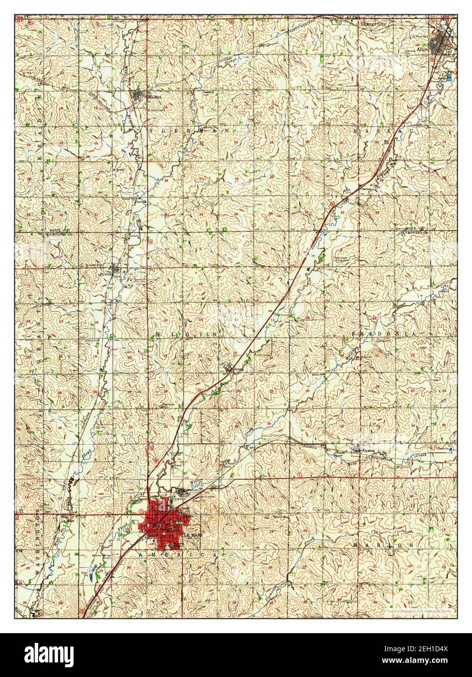 Le Mars, Iowa, map 1962, 162500, United States of America by Timeless