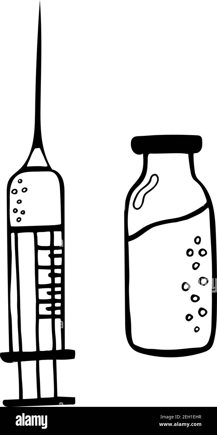 Set with syringe and vial Stock Vector