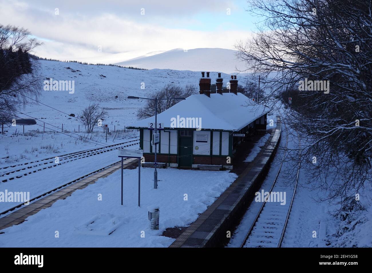 Rannoch railway station, West Highland Railway, Perthshire, Scotland a ...