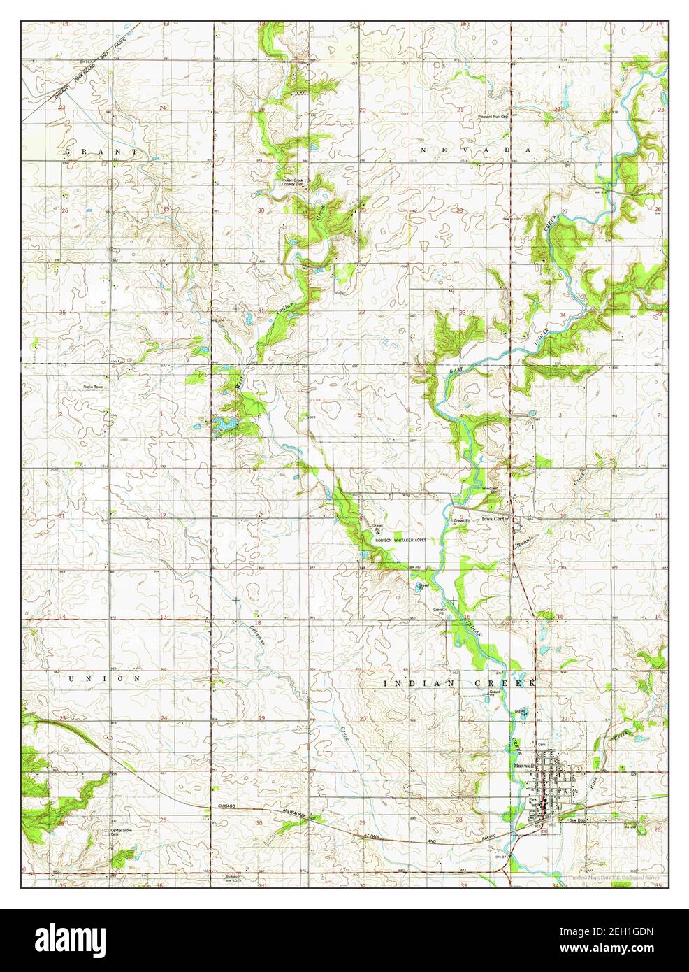 Maxwell, Iowa, map 1975, 124000, United States of America by Timeless