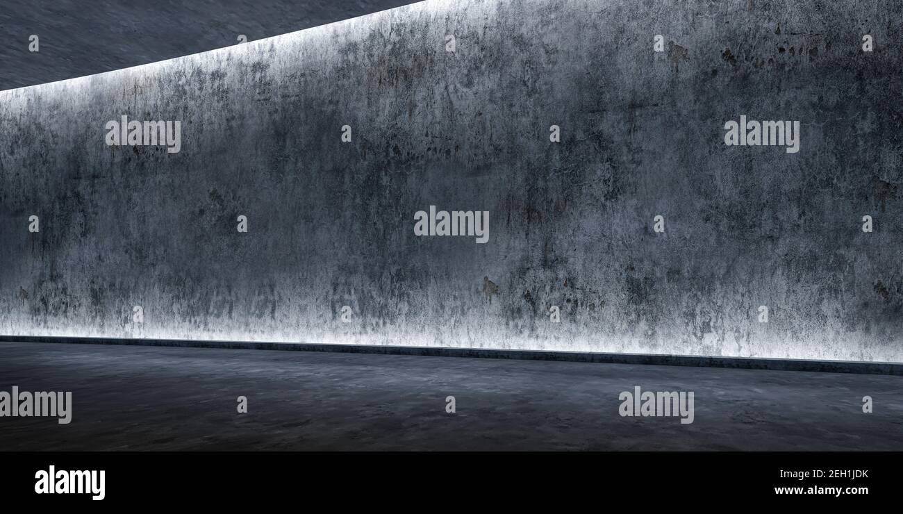 3d blank concrete space with lights Stock Photo