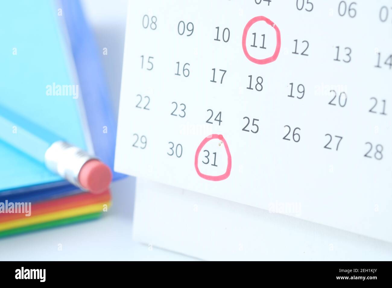 deadline concept with red mark on calendar date Stock Photo Alamy
