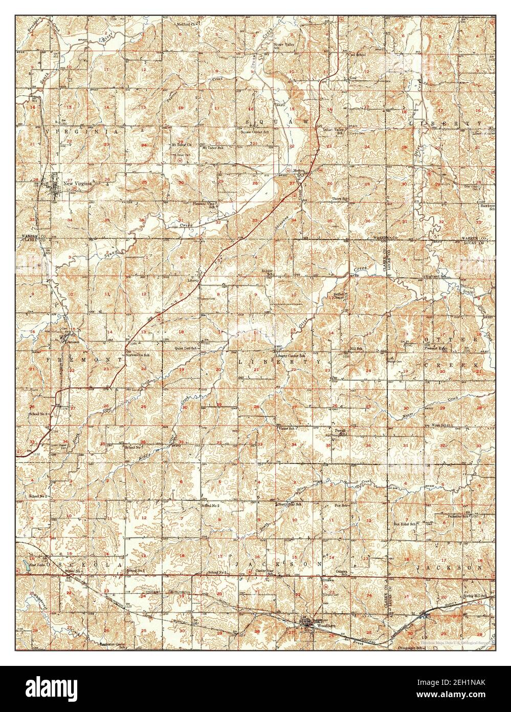 New Virginia, Iowa, map 1952, 162500, United States of America by