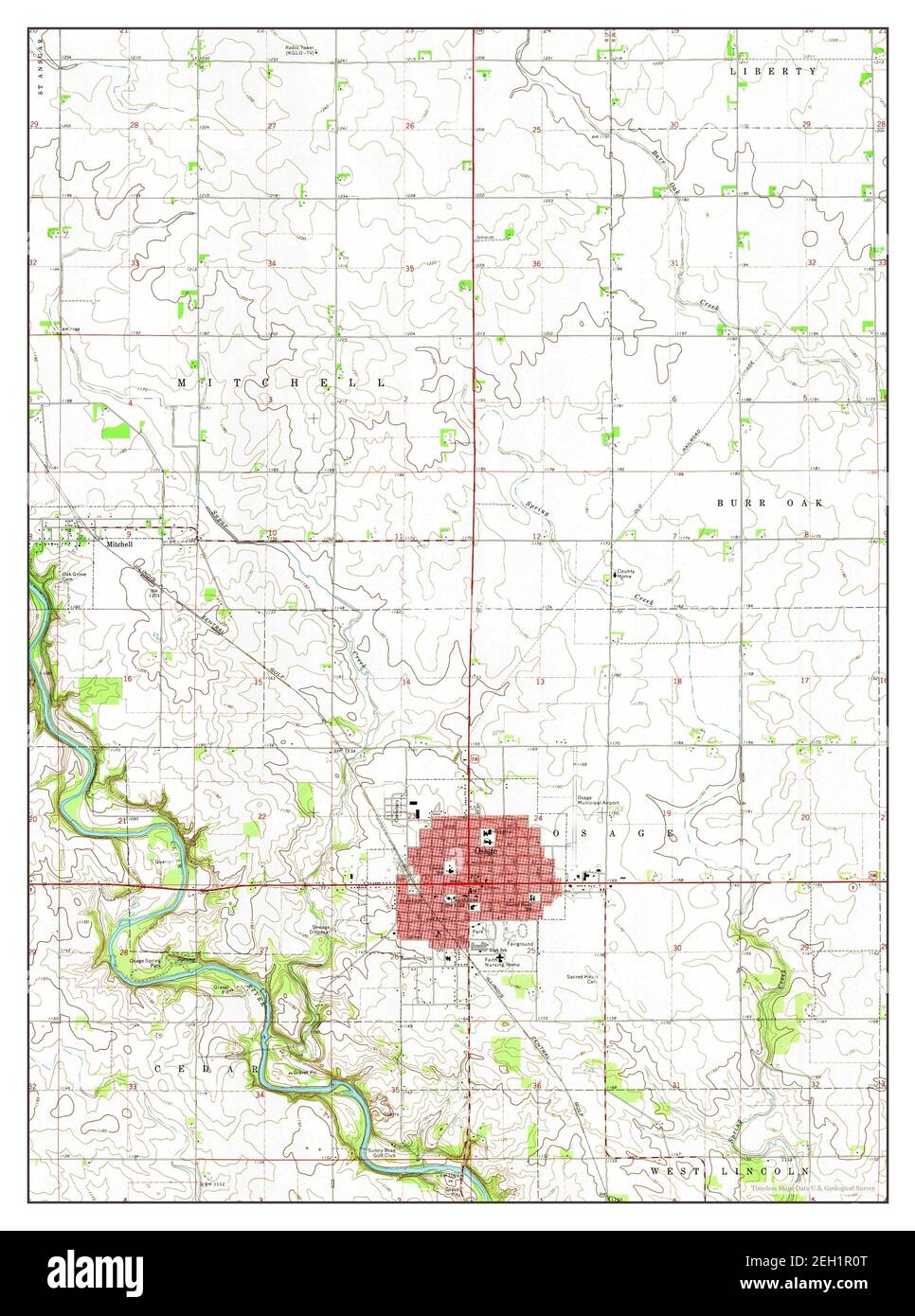 Osage, Iowa, map 1972, 124000, United States of America by Timeless