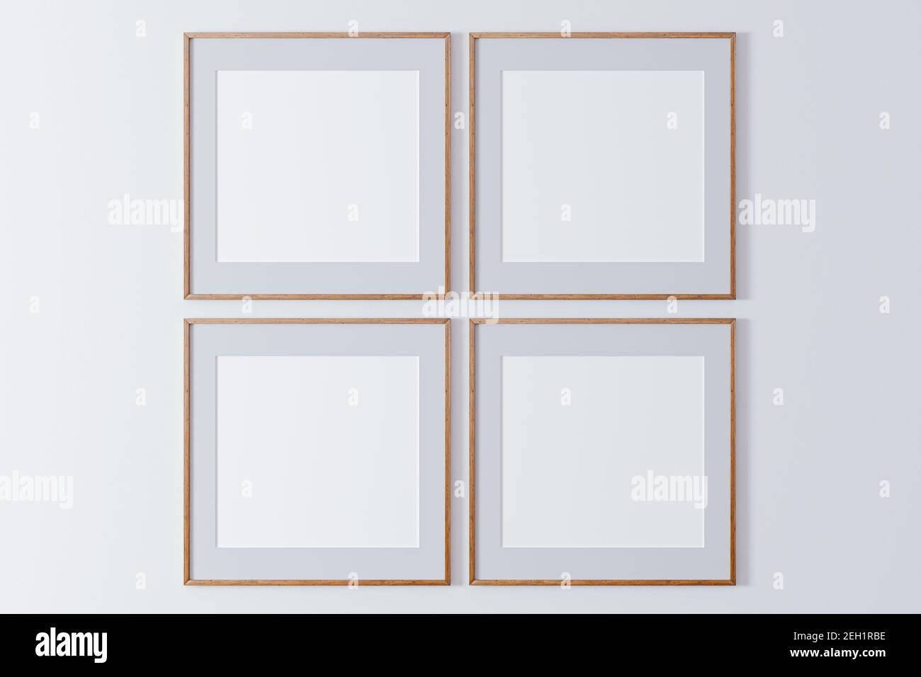 3d blank white frames on wall Stock Photo