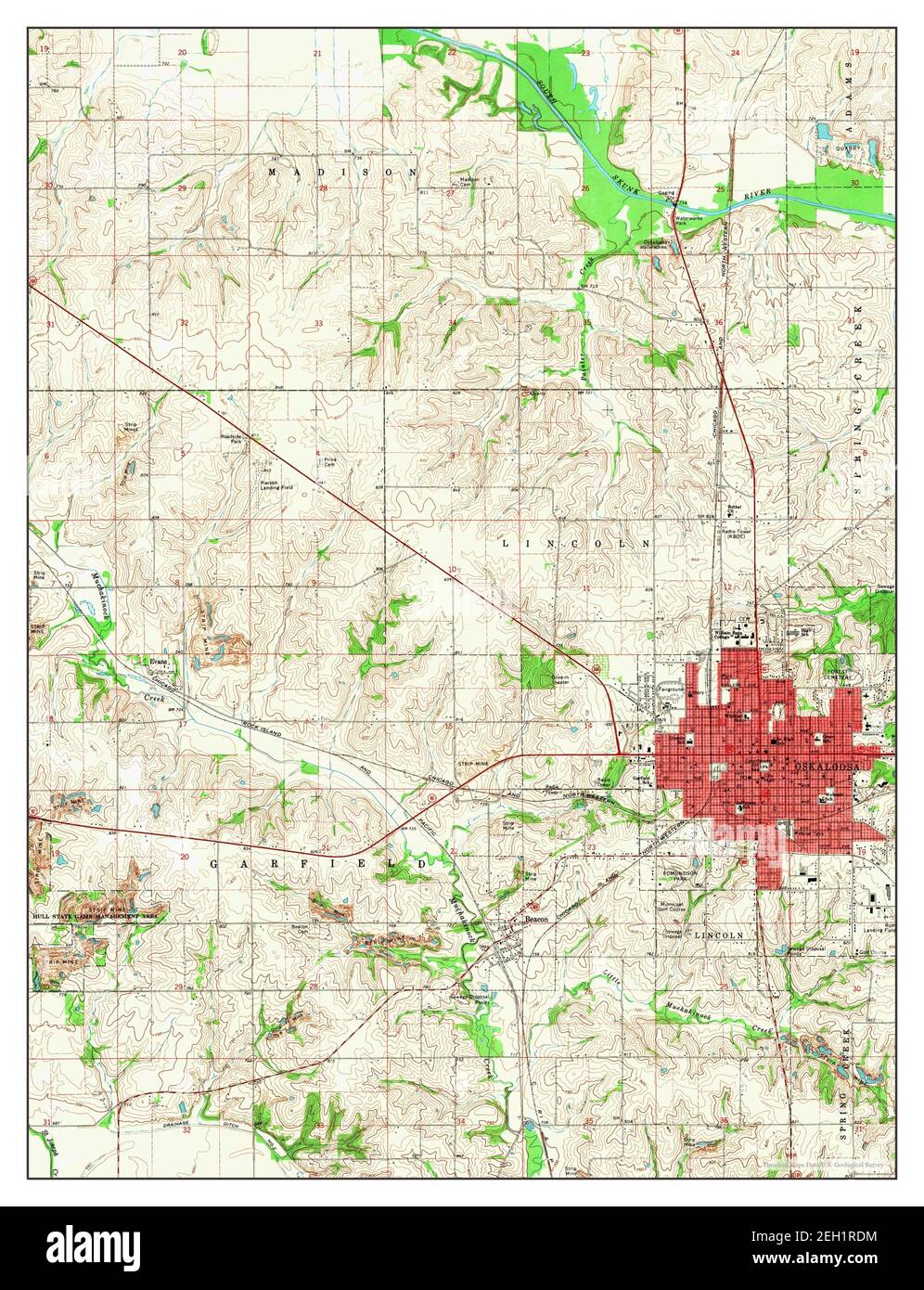 Oskaloosa, Iowa, map 1968, 124000, United States of America by