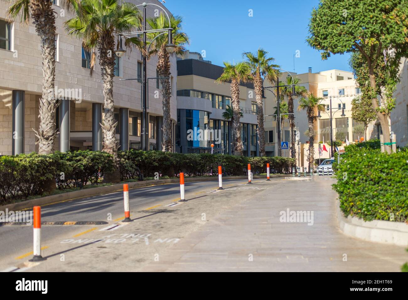A view to a street in Portomaso, St Julians Stock Photo