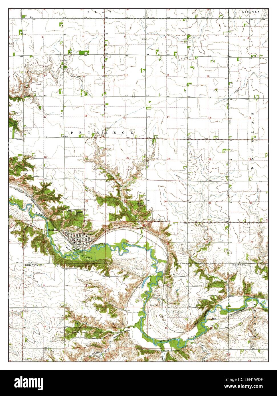 Peterson, Iowa, map 1971, 124000, United States of America by Timeless