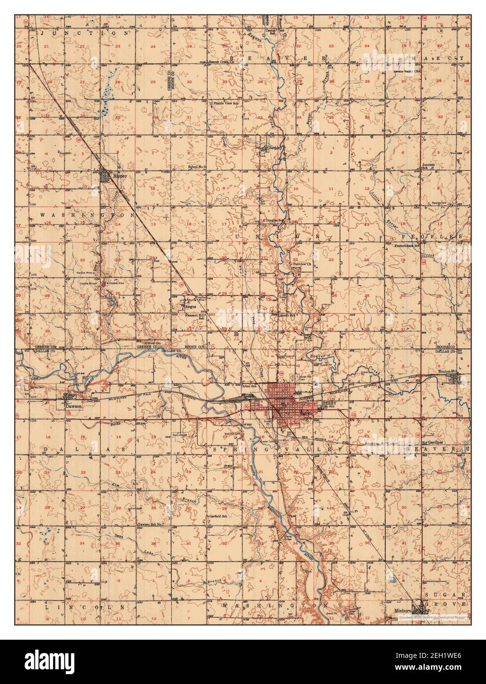 Perry, Iowa, map 1951, 162500, United States of America by Timeless
