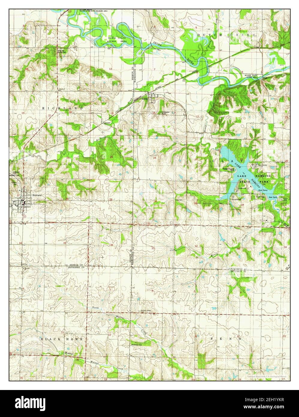 Richland, Iowa, map 1980, 124000, United States of America by Timeless