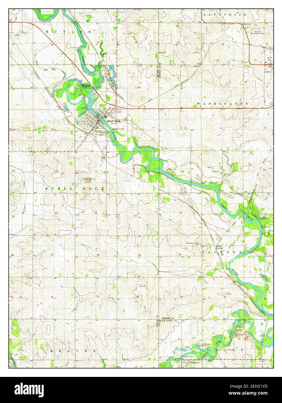 Shell Rock, Iowa, map 1971, 124000, United States of America by