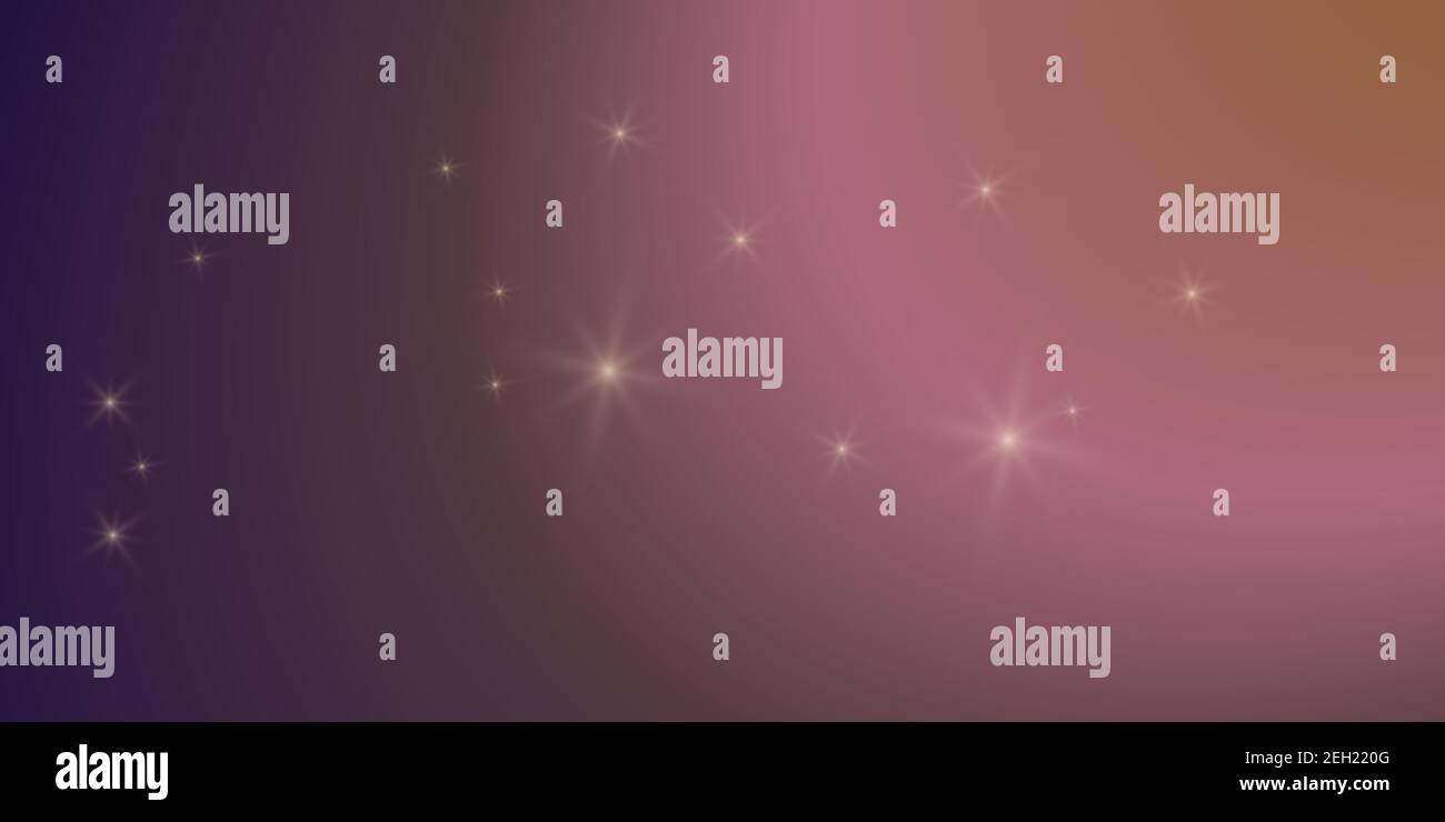Purple, violet, amethyst, Gradient colorful bright background with stars flare glare lights. Vector illustration horizontal format Stock Vector