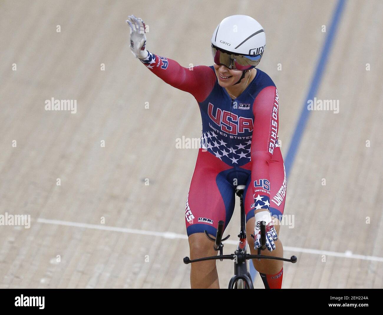 UCI World Track Cycling Championships - London, Britain - 5/3/2016 - Sarah Hammer of the United States celebrates after competing in the women's omnium individual pursuit. REUTERS/Andrew Winning   Picture Supplied by Action Images Stock Photo
