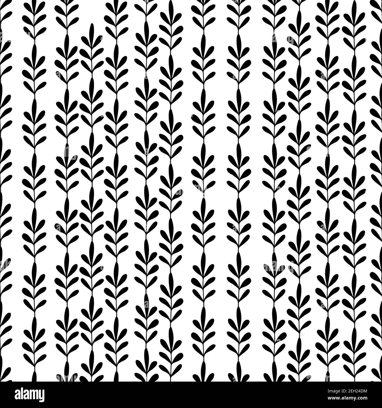 Floral seamless pattern with black branches on white background ...