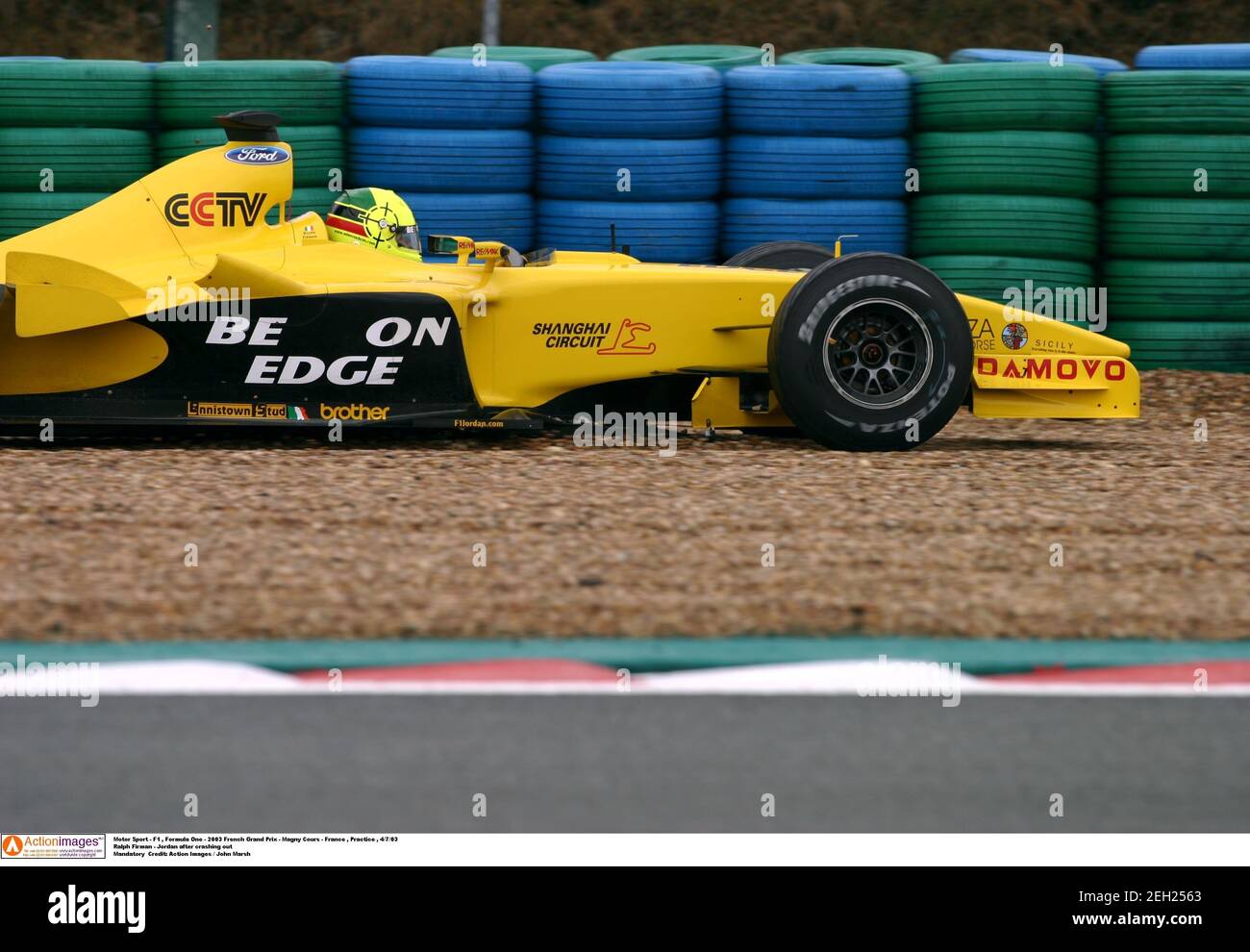 Motor Sport F1 Formula One 03 French Grand Prix Magny Cours France Practice 4 7 03 Ralph Firman Jordan After Crashing Out Mandatory Credit Action Images John Marsh Stock Photo Alamy Motor Sport F1 Formula One 03 French Grand Prix Magny Cours France Practice 4 7 03 Ralph Firman Jordan After Crashing Out Mandatory Credit Action Images John Marsh Stock Photo Alamy