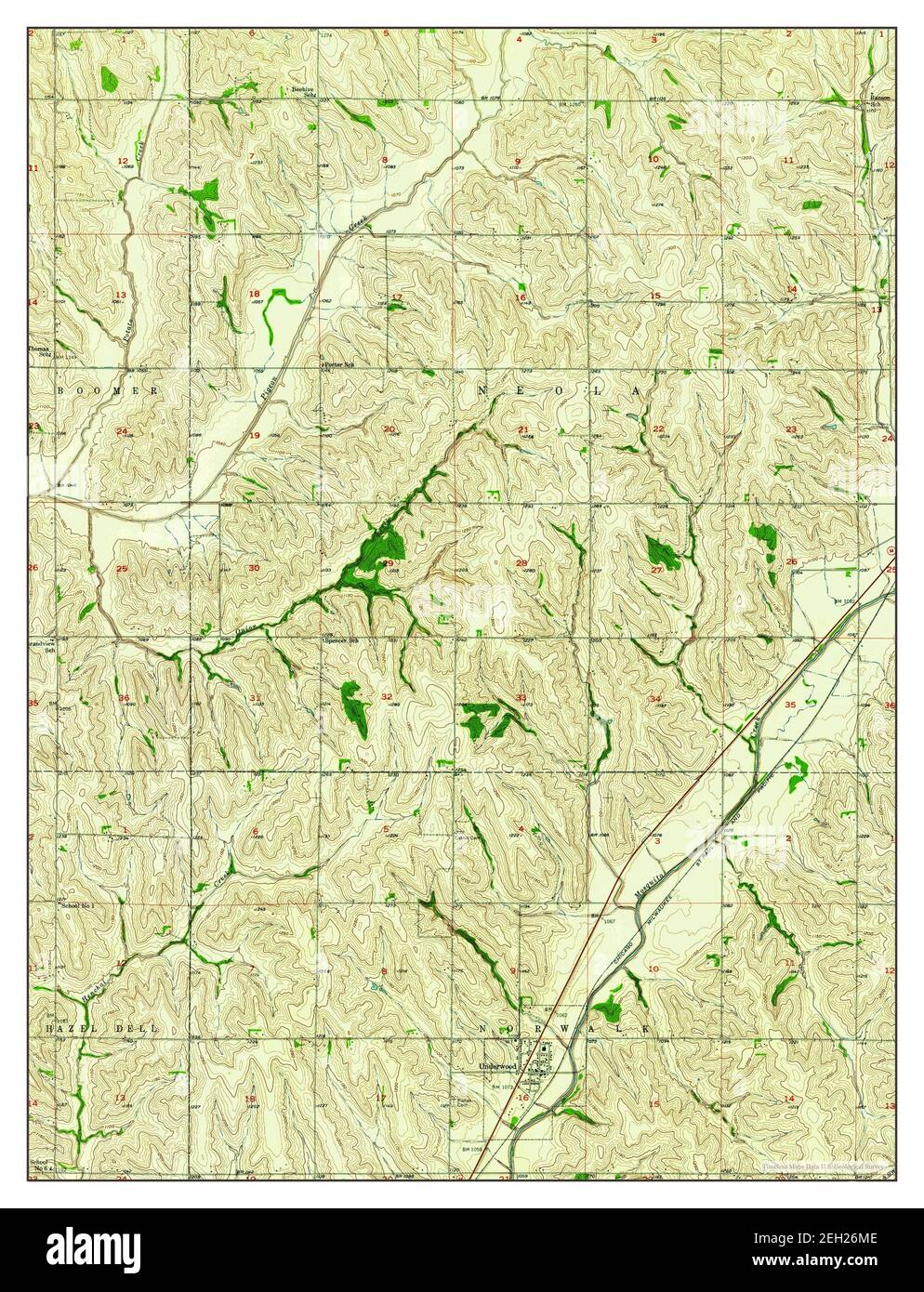 Underwood, Iowa, map 1956, 124000, United States of America by