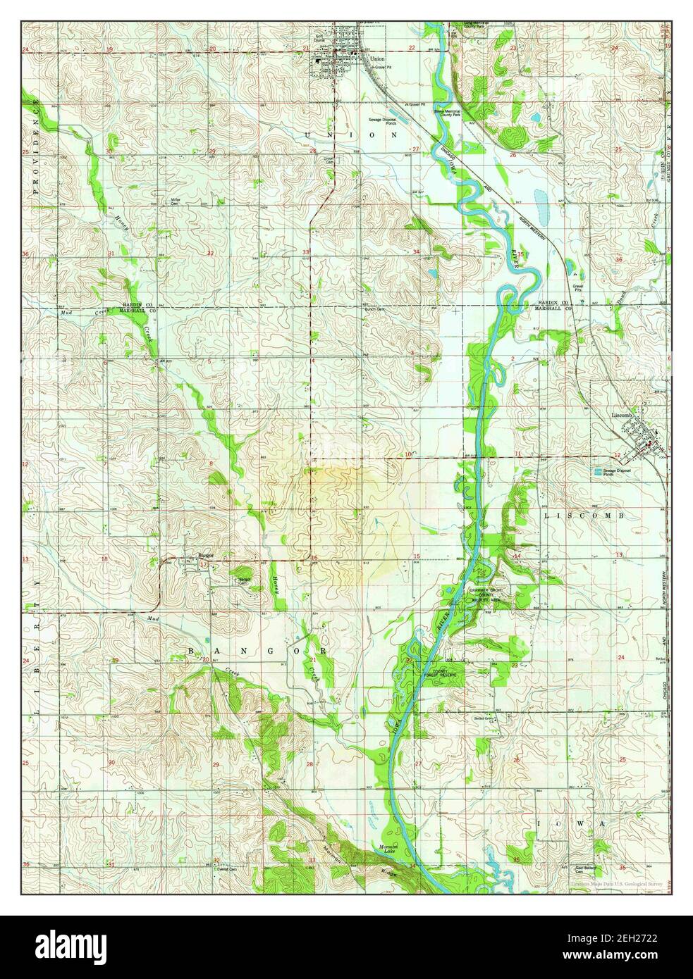 Union, Iowa, map 1975, 124000, United States of America by Timeless