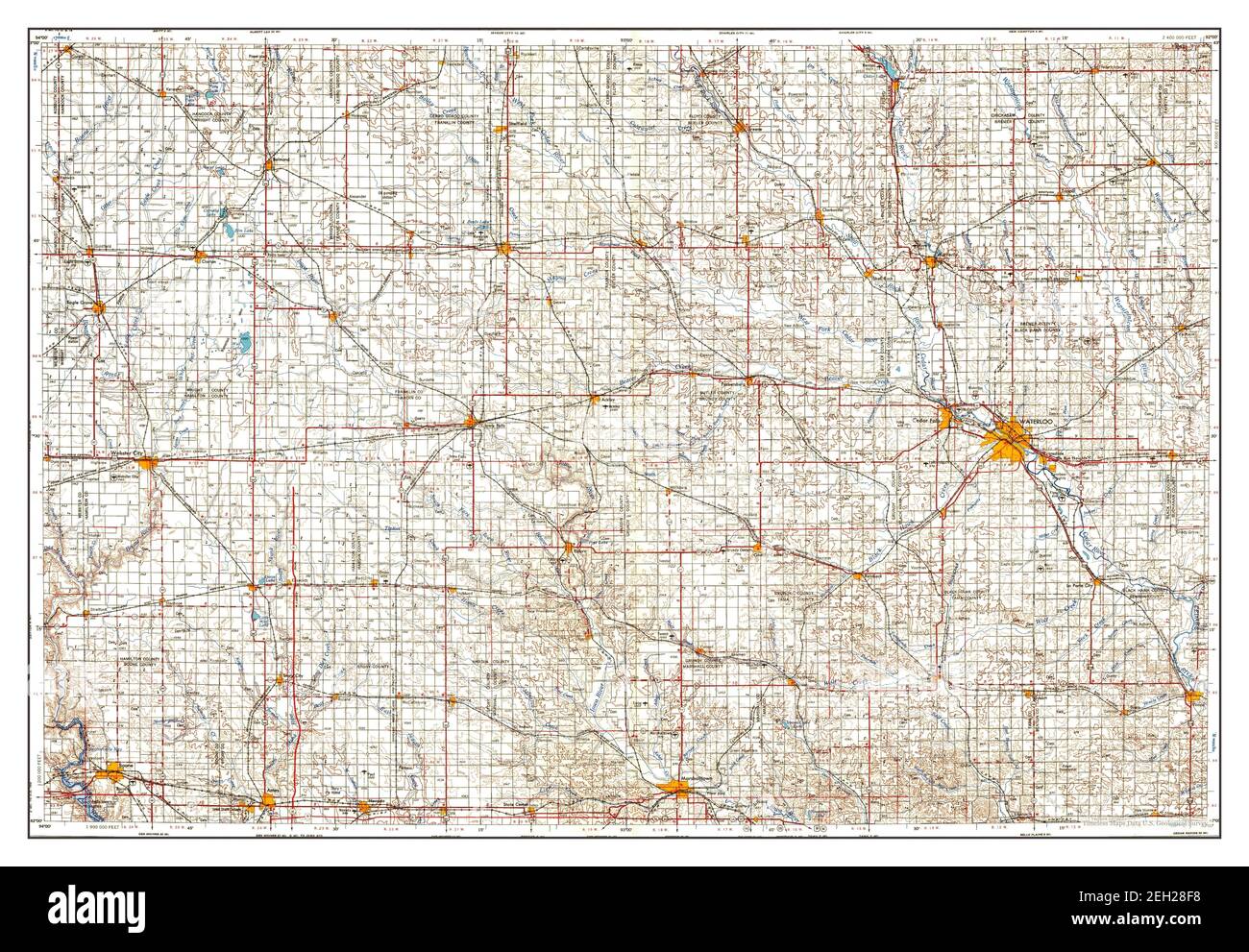 Waterloo, Iowa, map 1954, 1250000, United States of America by