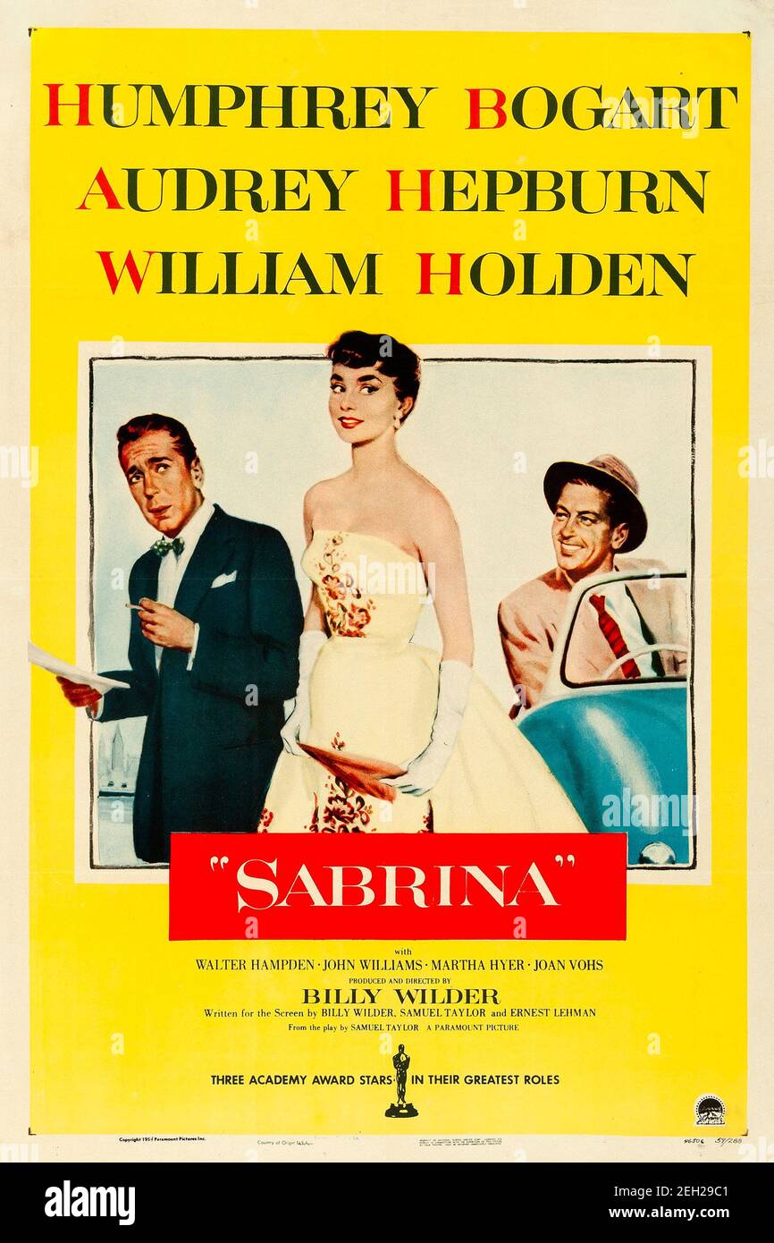 Movie poster, Humphrey Bogart, Audrey Hepburn, William Holden in SABRINA Stock Photo