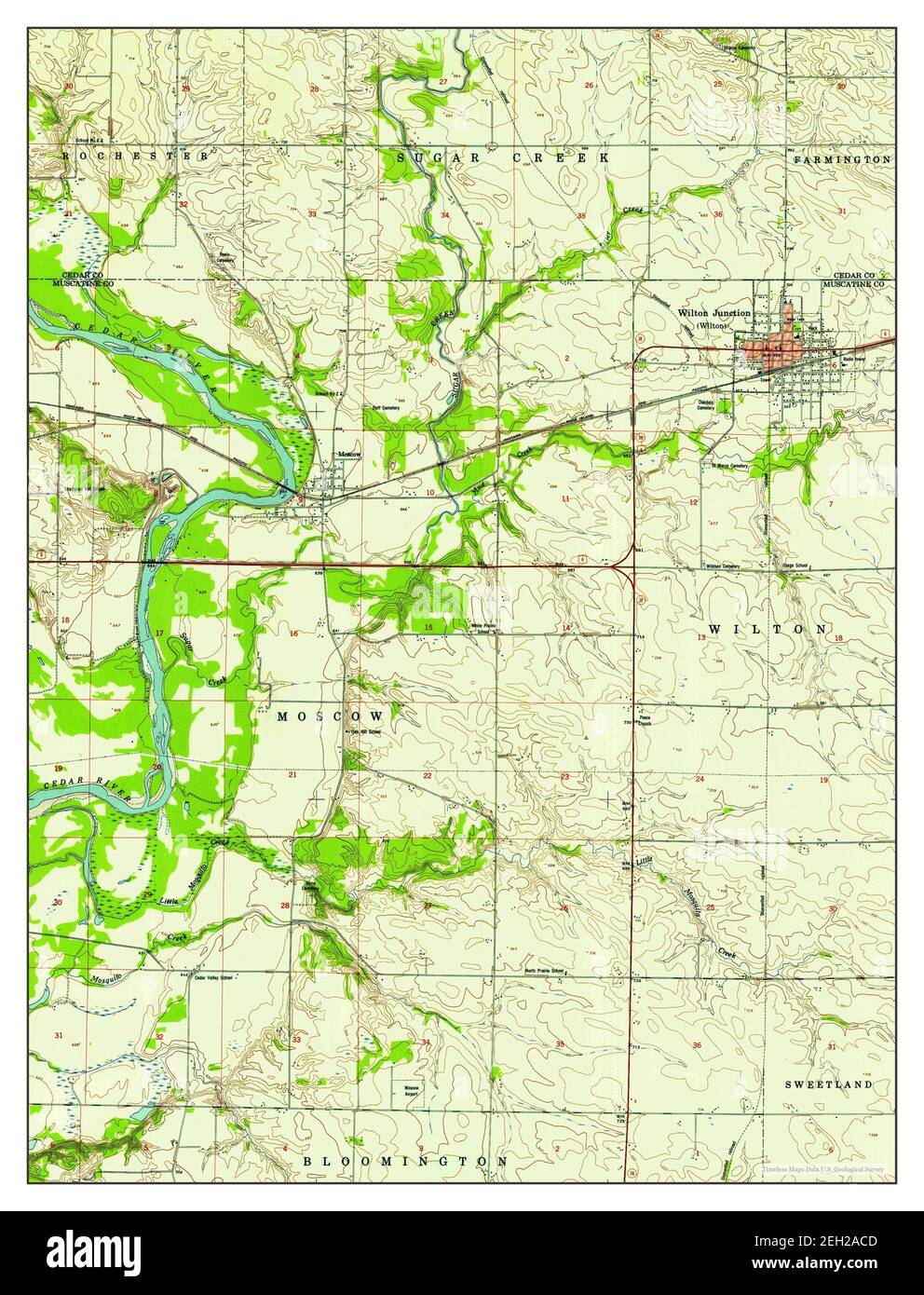 Wilton Junction, Iowa, map 1953, 124000, United States of America by