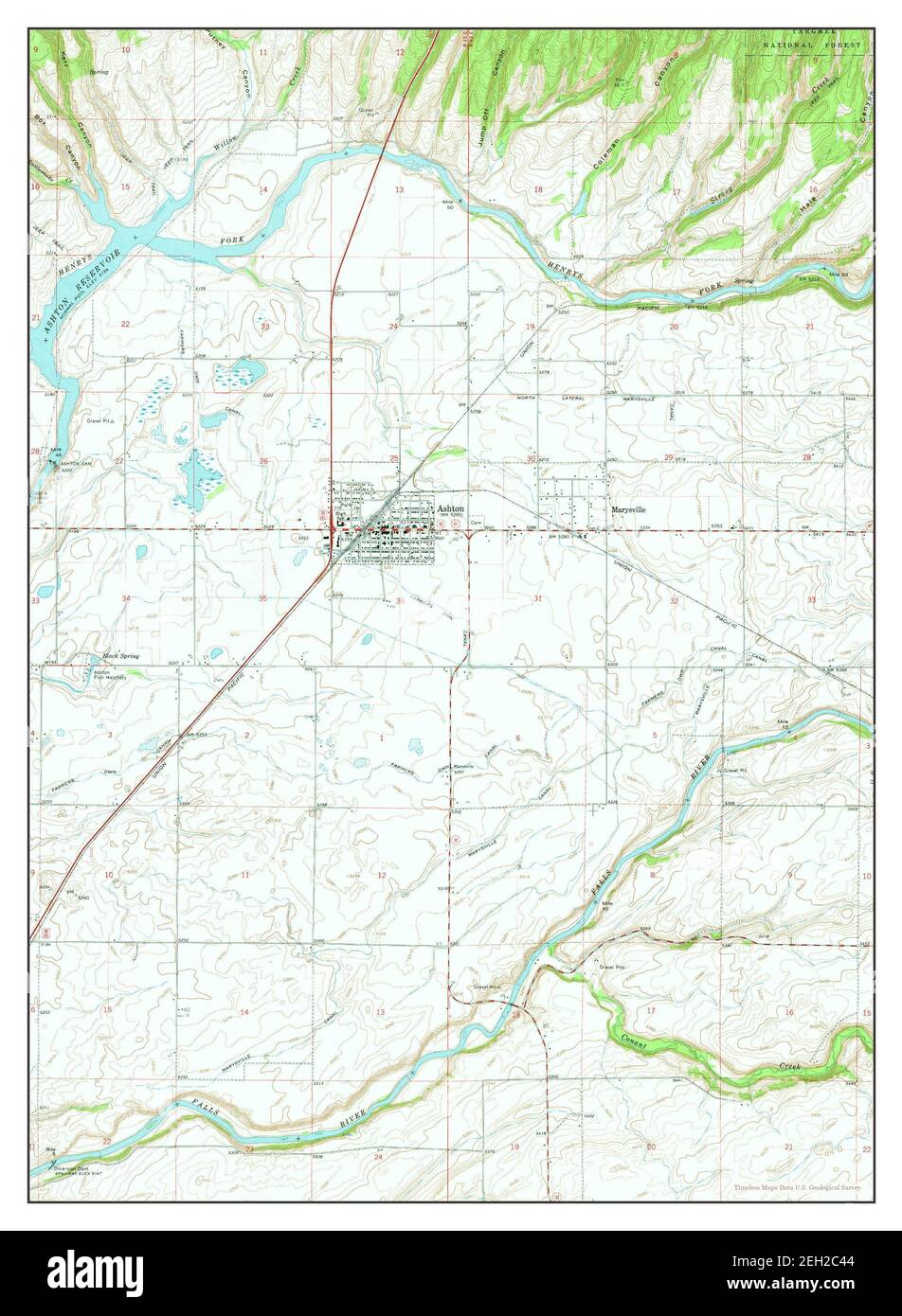 Ashton, Idaho, map 1965, 124000, United States of America by Timeless