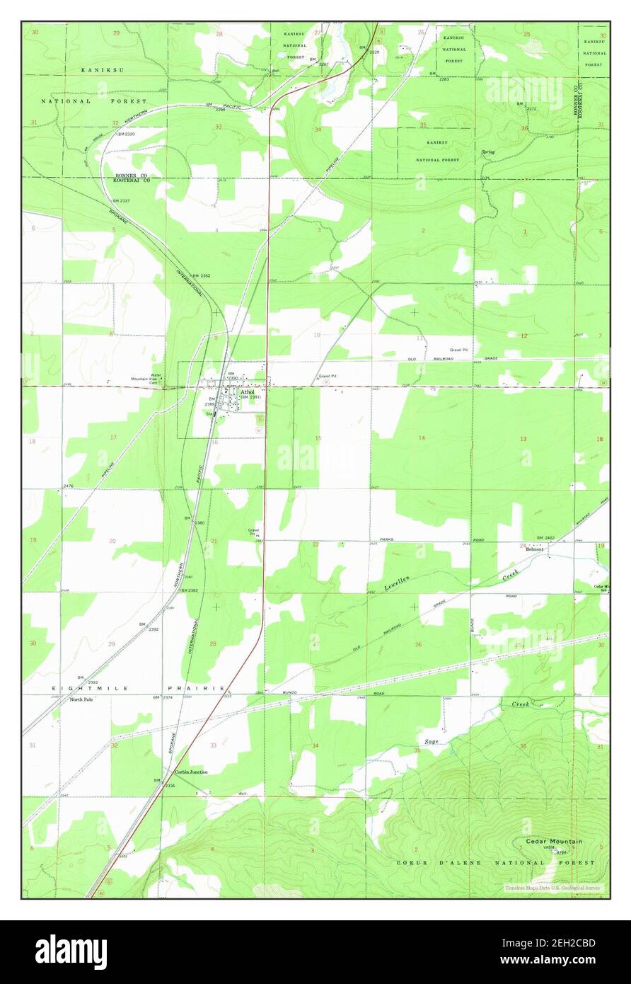 Athol, Idaho, map 1961, 1:24000, United States of America by Timeless Maps, data U.S. Geological Survey Stock Photo