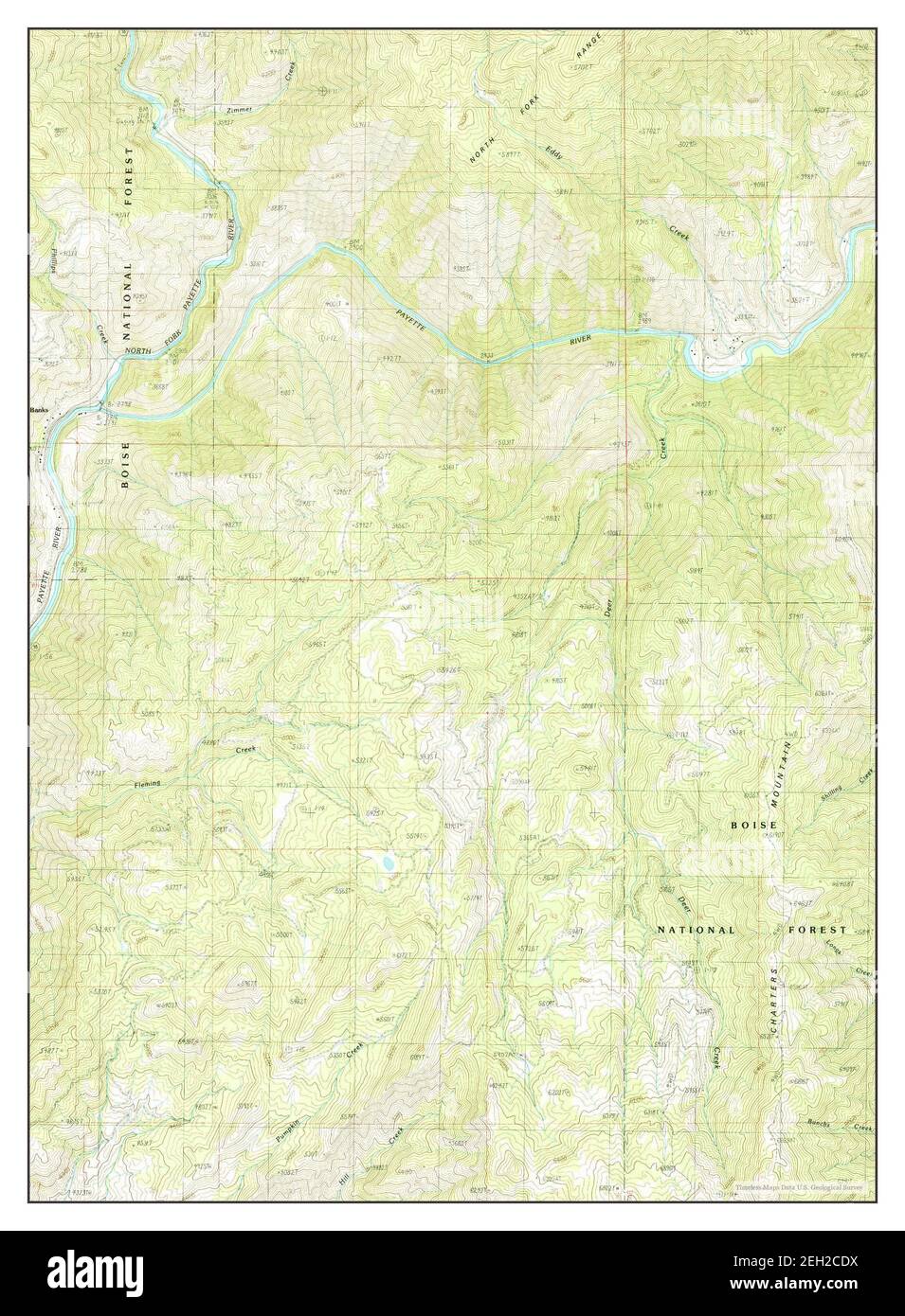 Banks, Idaho, map 1985, 124000, United States of America by Timeless Maps, data U.S. Geological
