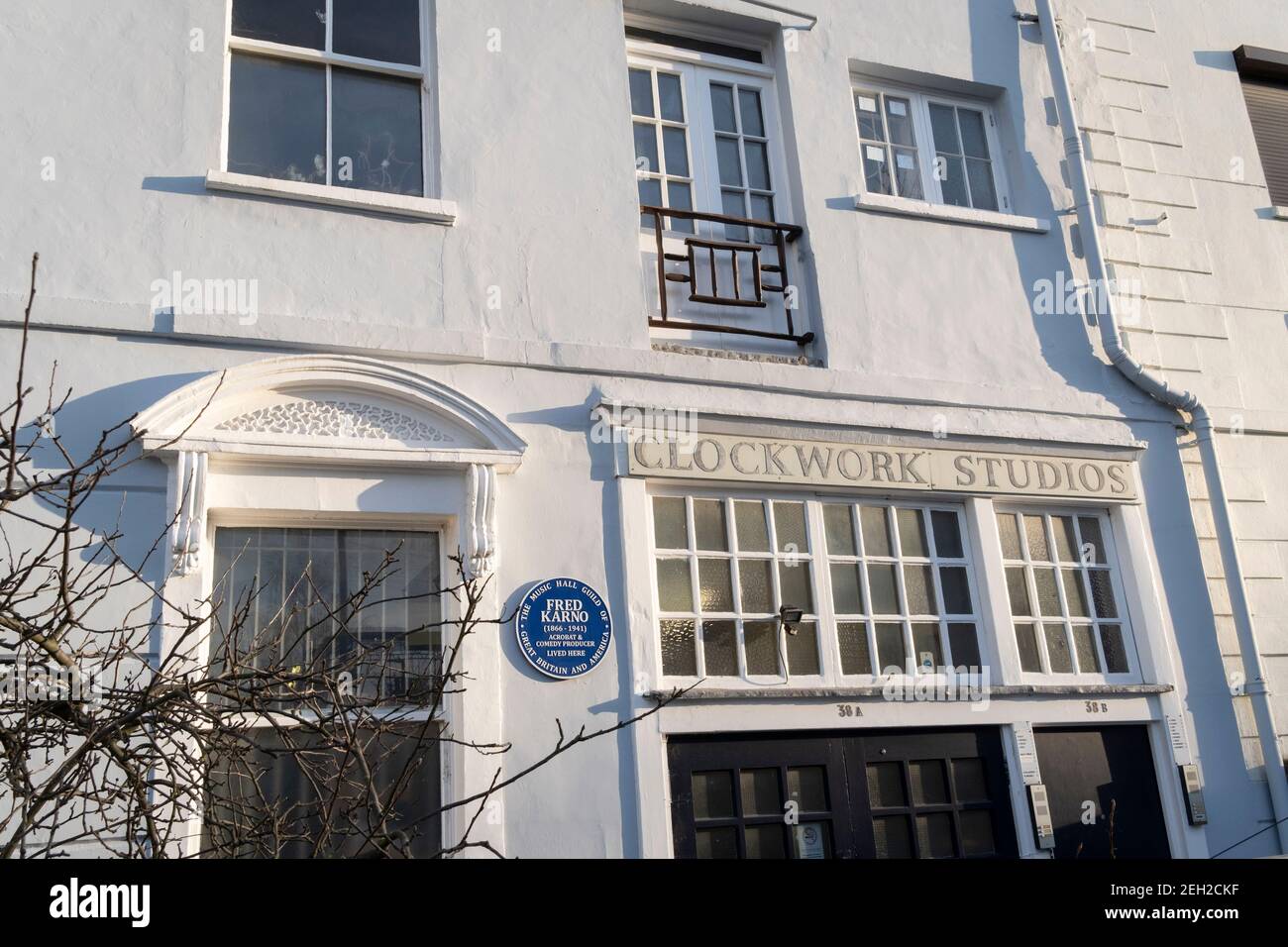 An exterior of Clockwork Studios on Southwell Rd, in Brixton, south London, on 11th February