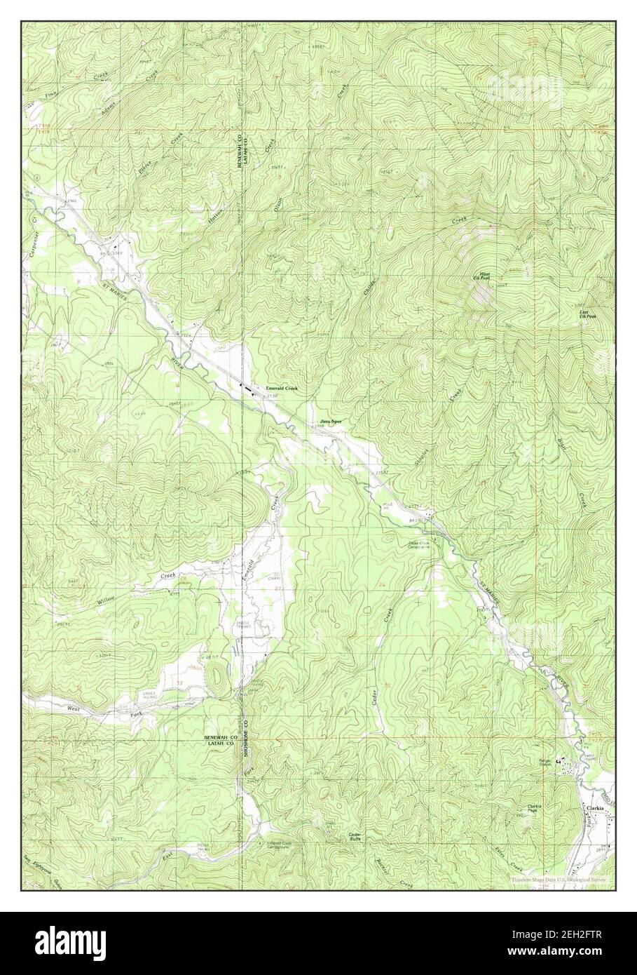 Clarkia, Idaho, map 1990, 124000, United States of America by Timeless