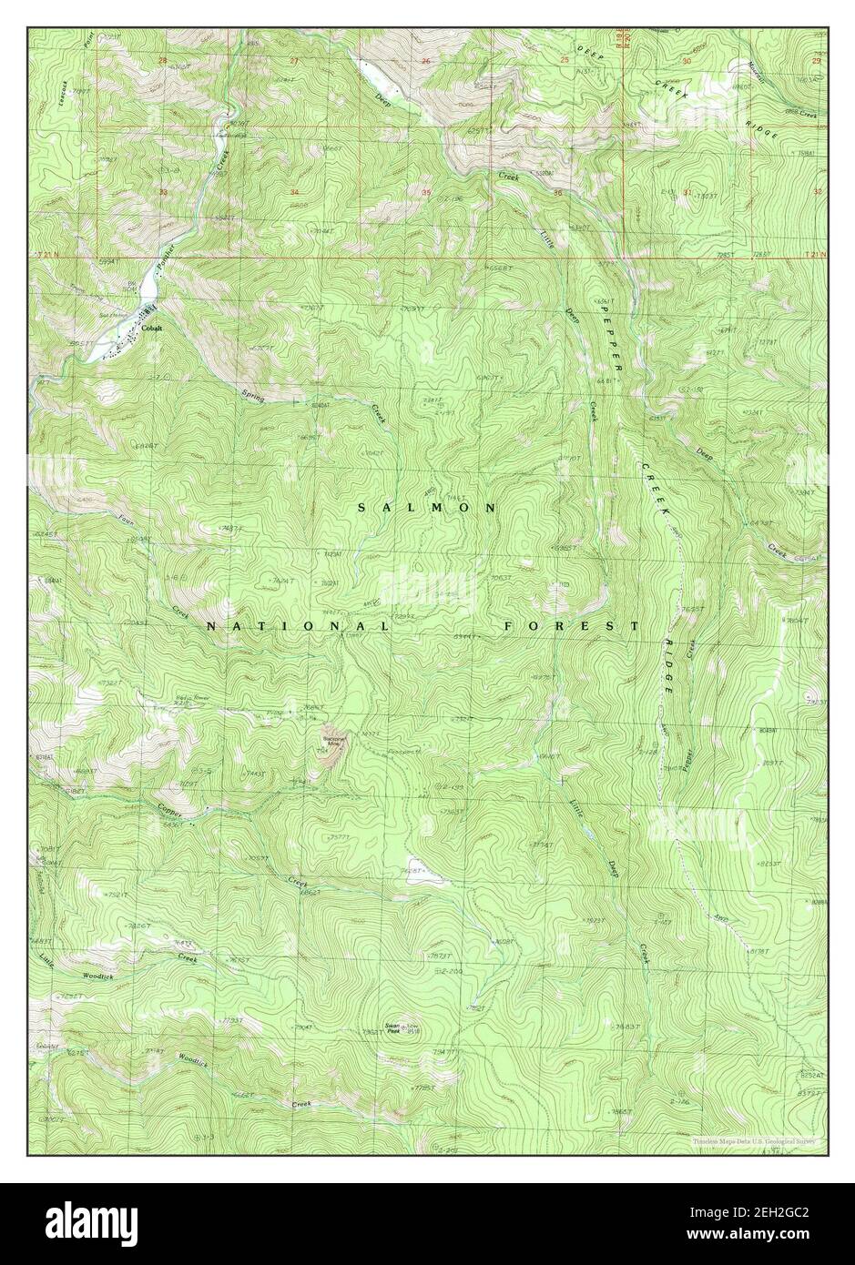 Cobalt, Idaho, map 1989, 124000, United States of America by Timeless