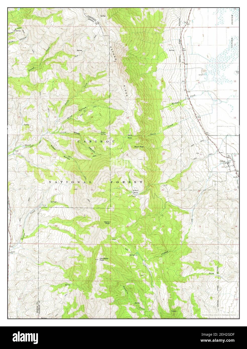 Clifton, Idaho, map 1968, 124000, United States of America by Timeless