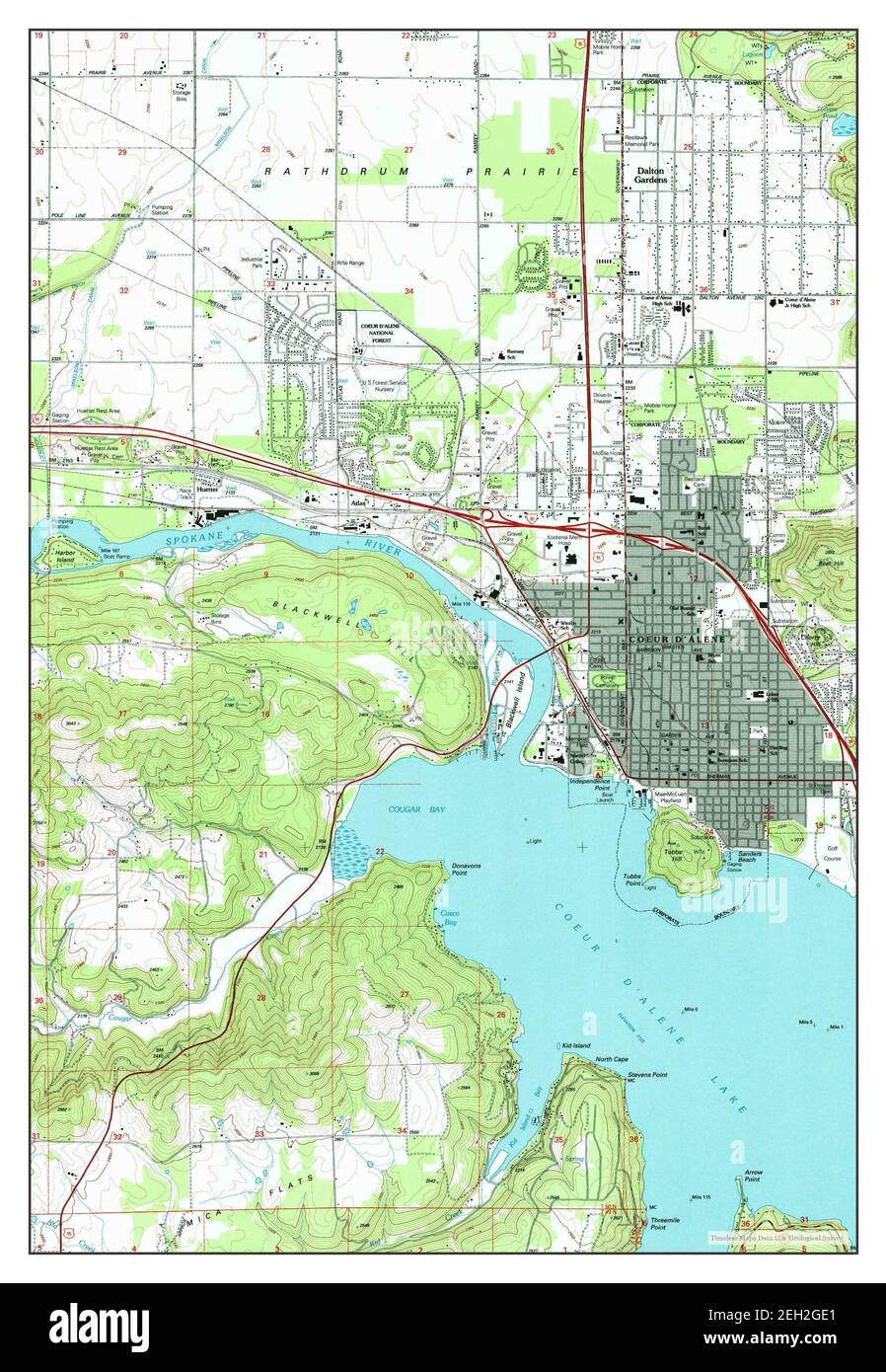 Coeur DAlene, Idaho, map 1996, 1:24000, United States of America by Timeless Maps, data U.S. Geological Survey Stock Photo