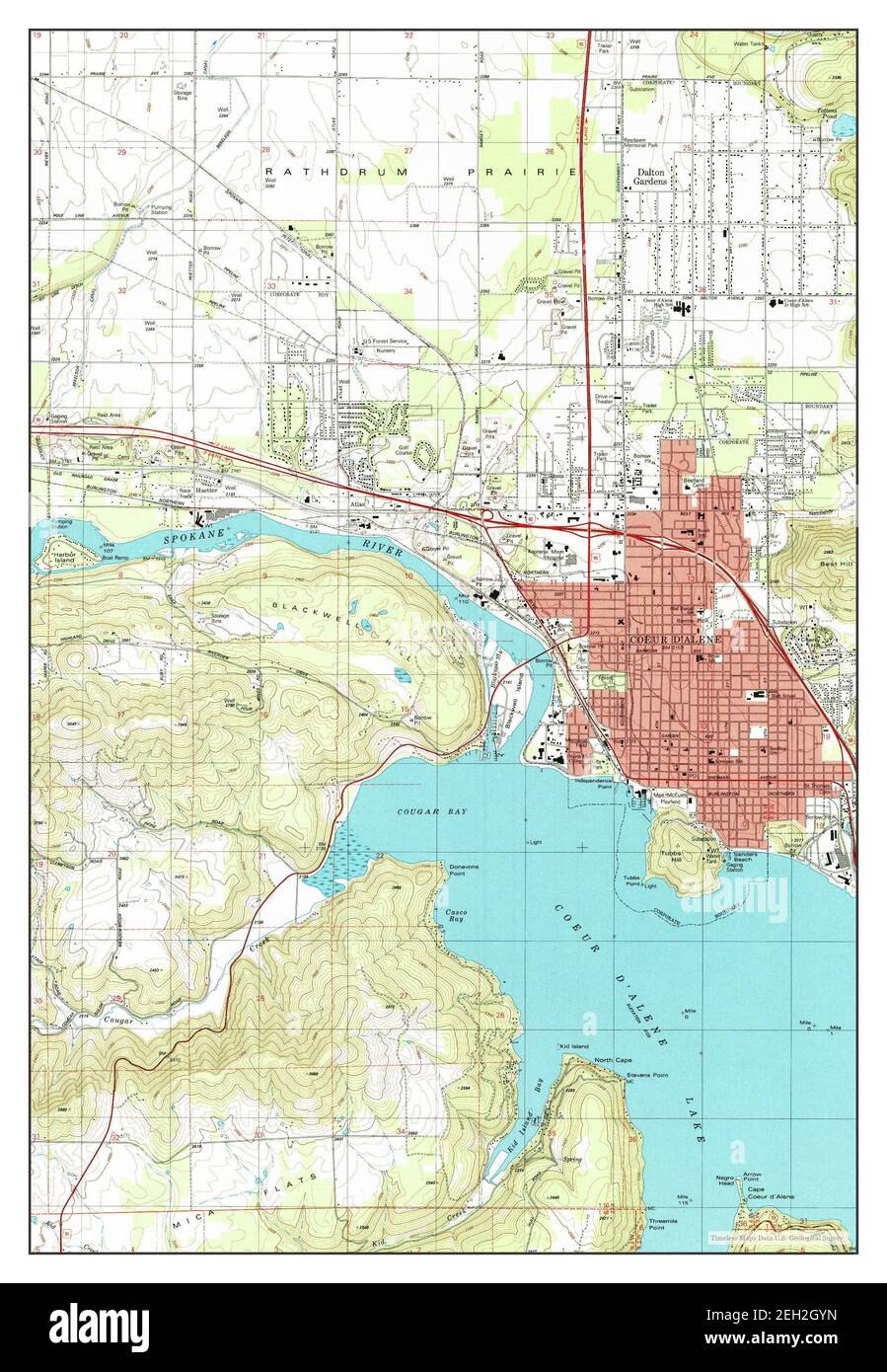 Coeur DAlene, Idaho, map 1981, 1:24000, United States of America by Timeless Maps, data U.S. Geological Survey Stock Photo