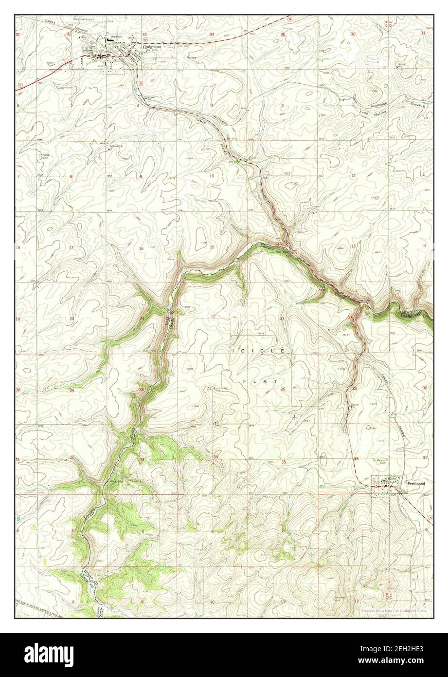 Craigmont, Idaho, map 1967, 1:24000, United States of America by Timeless Maps, data U.S. Geological Survey Stock Photo