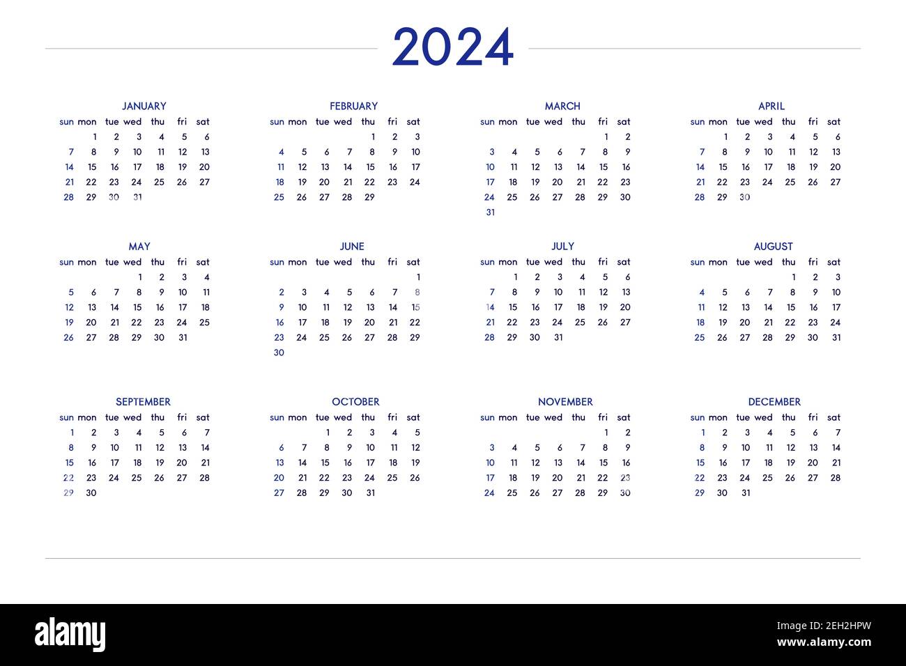 2024 calendar Stock Vector Images - Alamy